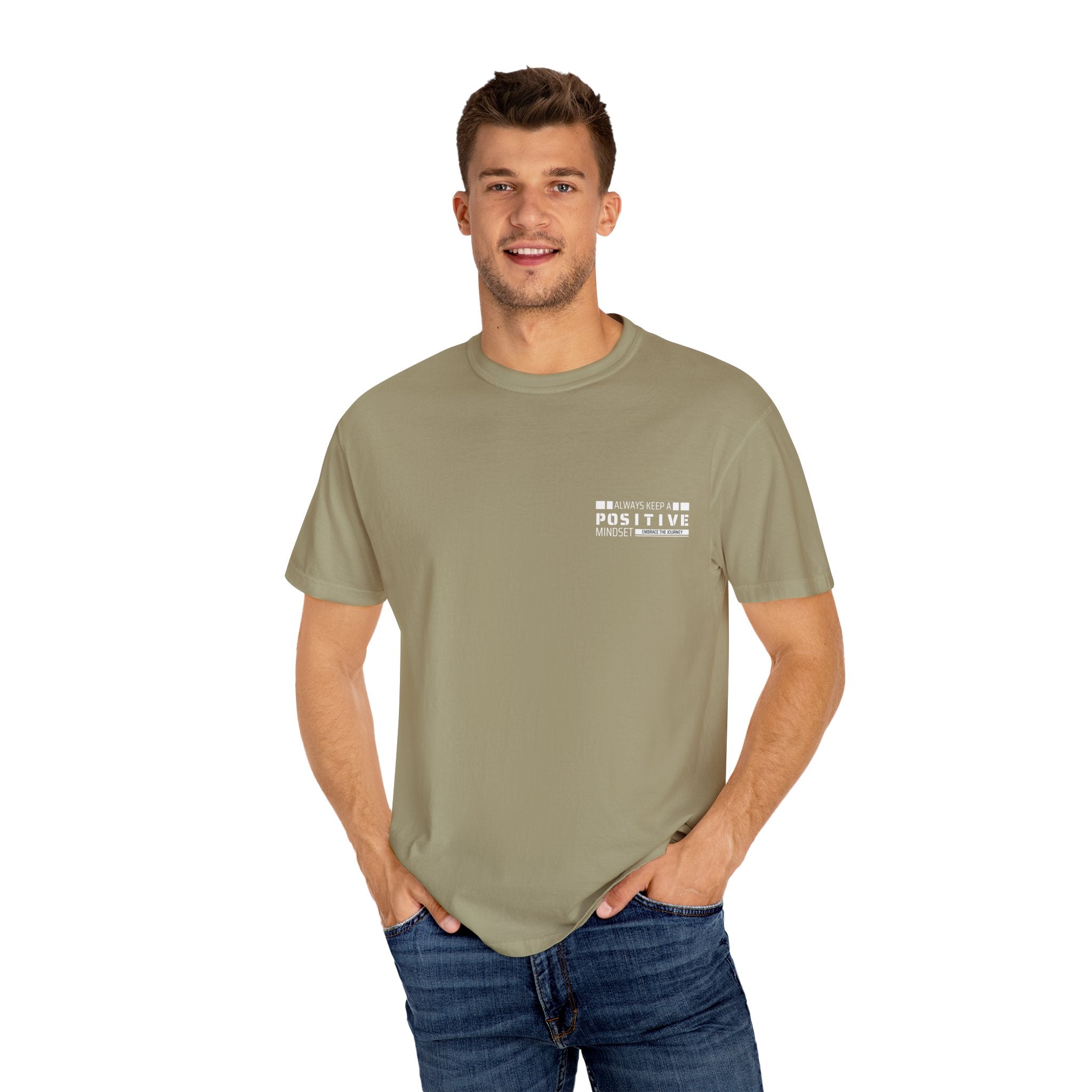 Leafen Positive Vibe Unisex Garment-Dyed T-shirt, Casual Wear, Summer Vibe, Gift for Friends, Relaxed Everyday Style