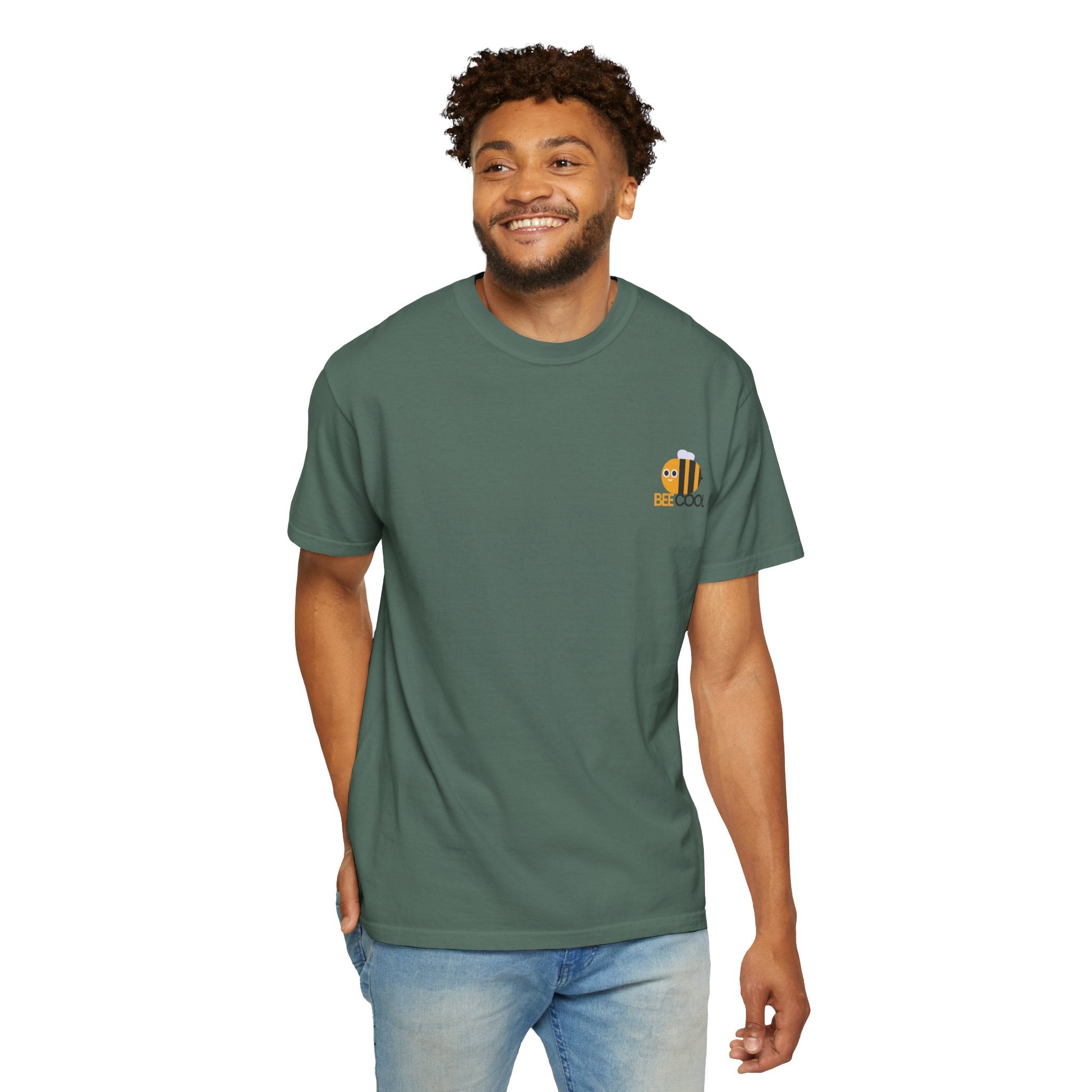 Leafen Bee Cool Unisex Garment-Dyed T-shirt, Casual Wear, Summer Vibe, Gift for Friends, Relaxed Everyday Style