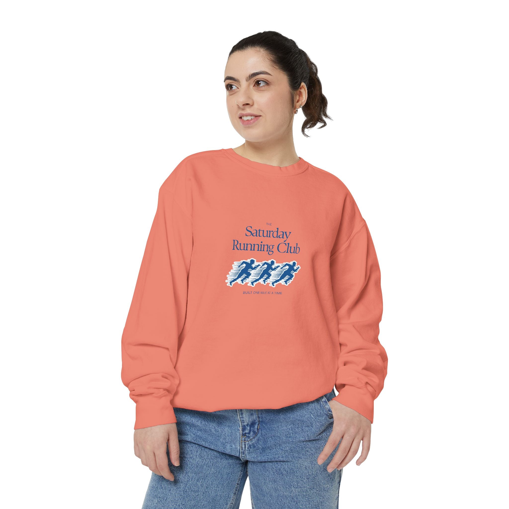 Running Club Unisex Garment-Dyed Sweatshirt, Cozy Pullover Sweatshirt, Casual Streetwear, Gift for Her