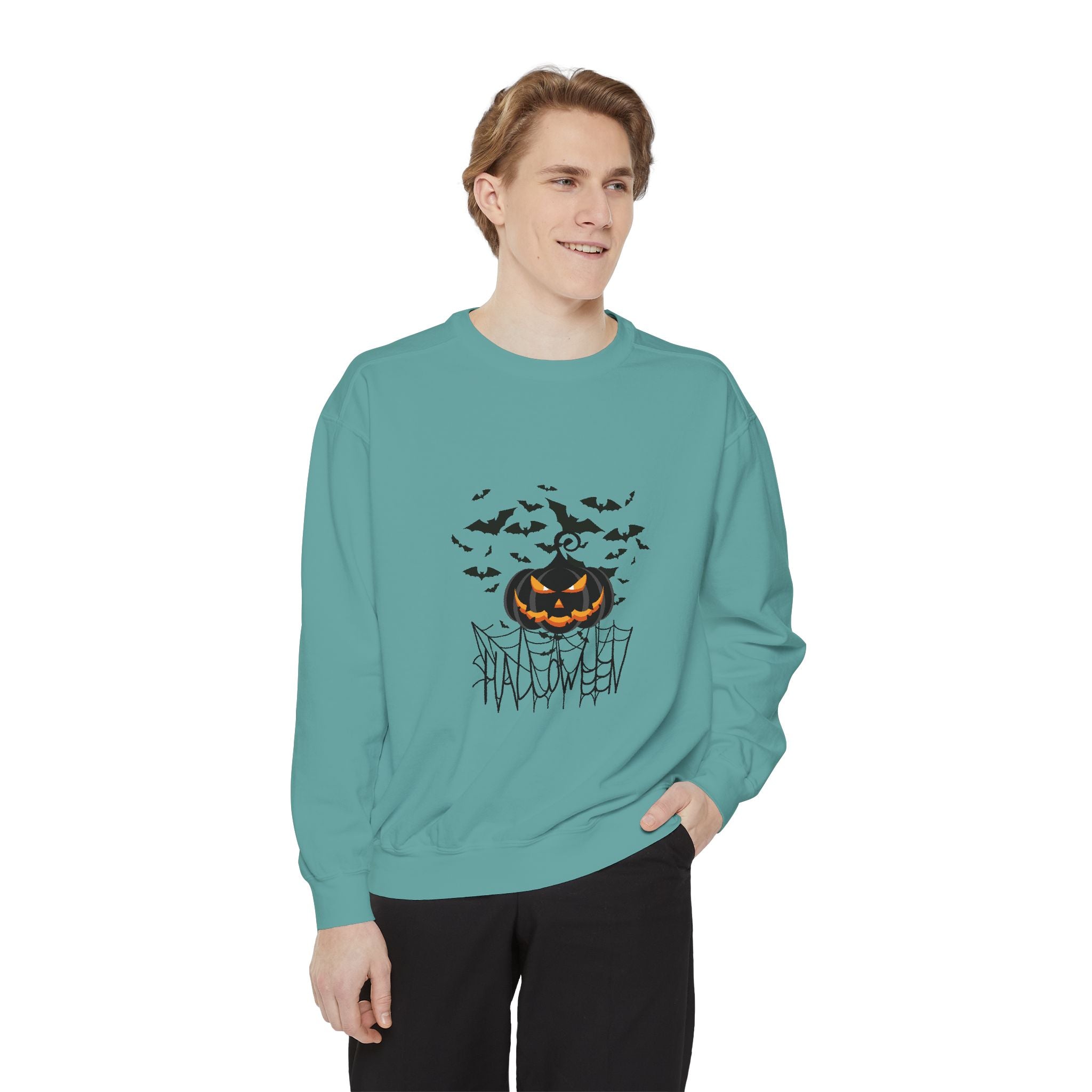 Leafen Halloween Web Unisex Sweatshirt, Casual Crewneck, Gift for Friends, Motivational Apparel, Everyday Comfort Wear
