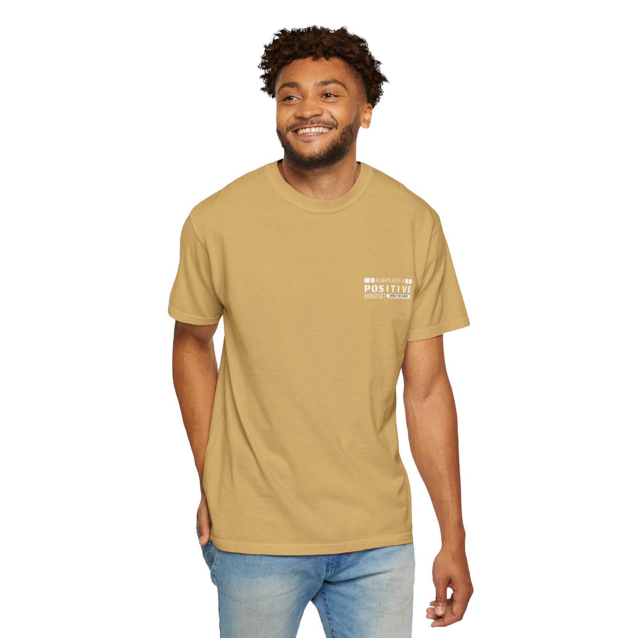 Leafen Positive Vibe Unisex Garment-Dyed T-shirt, Casual Wear, Summer Vibe, Gift for Friends, Relaxed Everyday Style