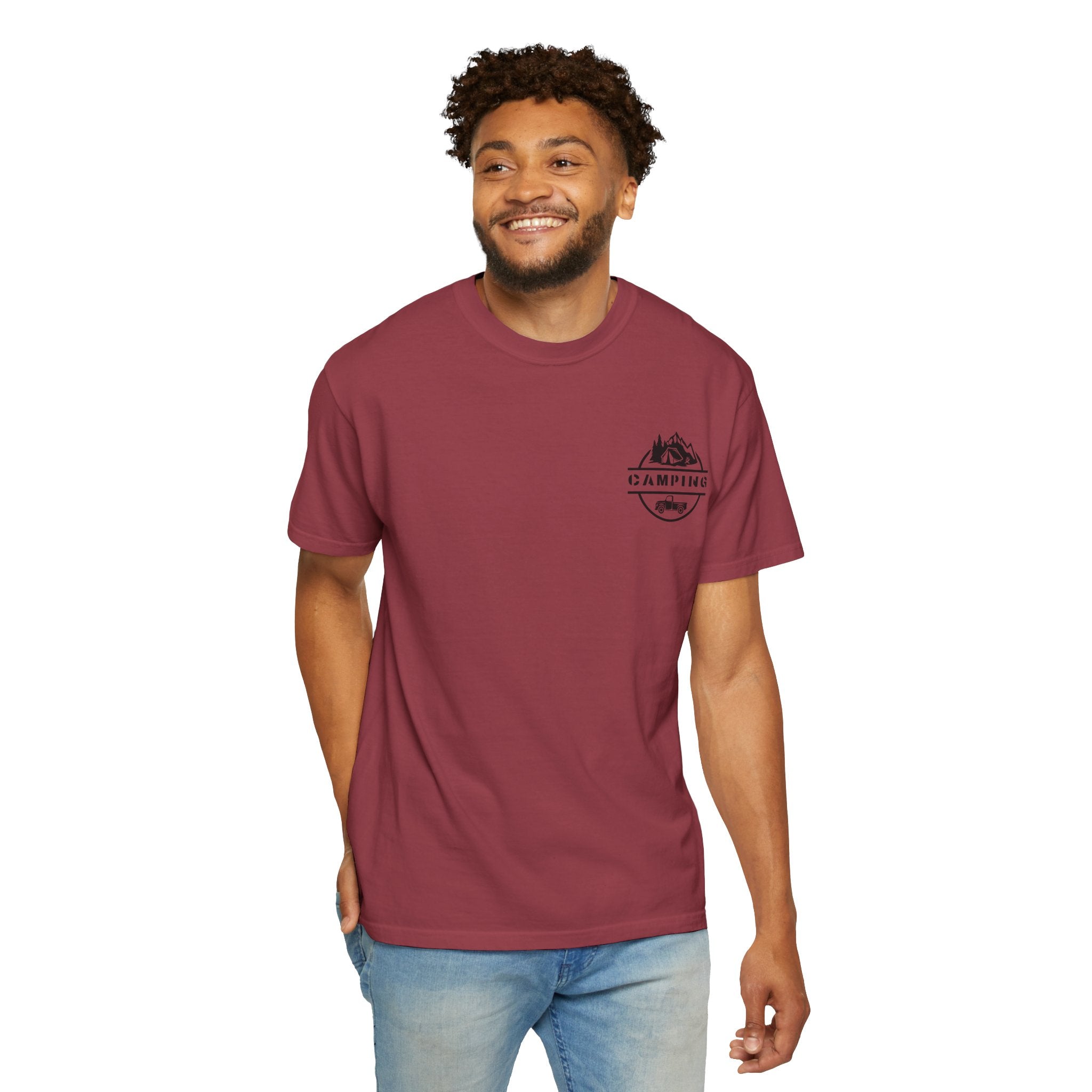 Leafen Camping Unisex Garment-Dyed T-shirt, Casual Wear, Summer Vibe, Gift for Friends, Relaxed Everyday Style