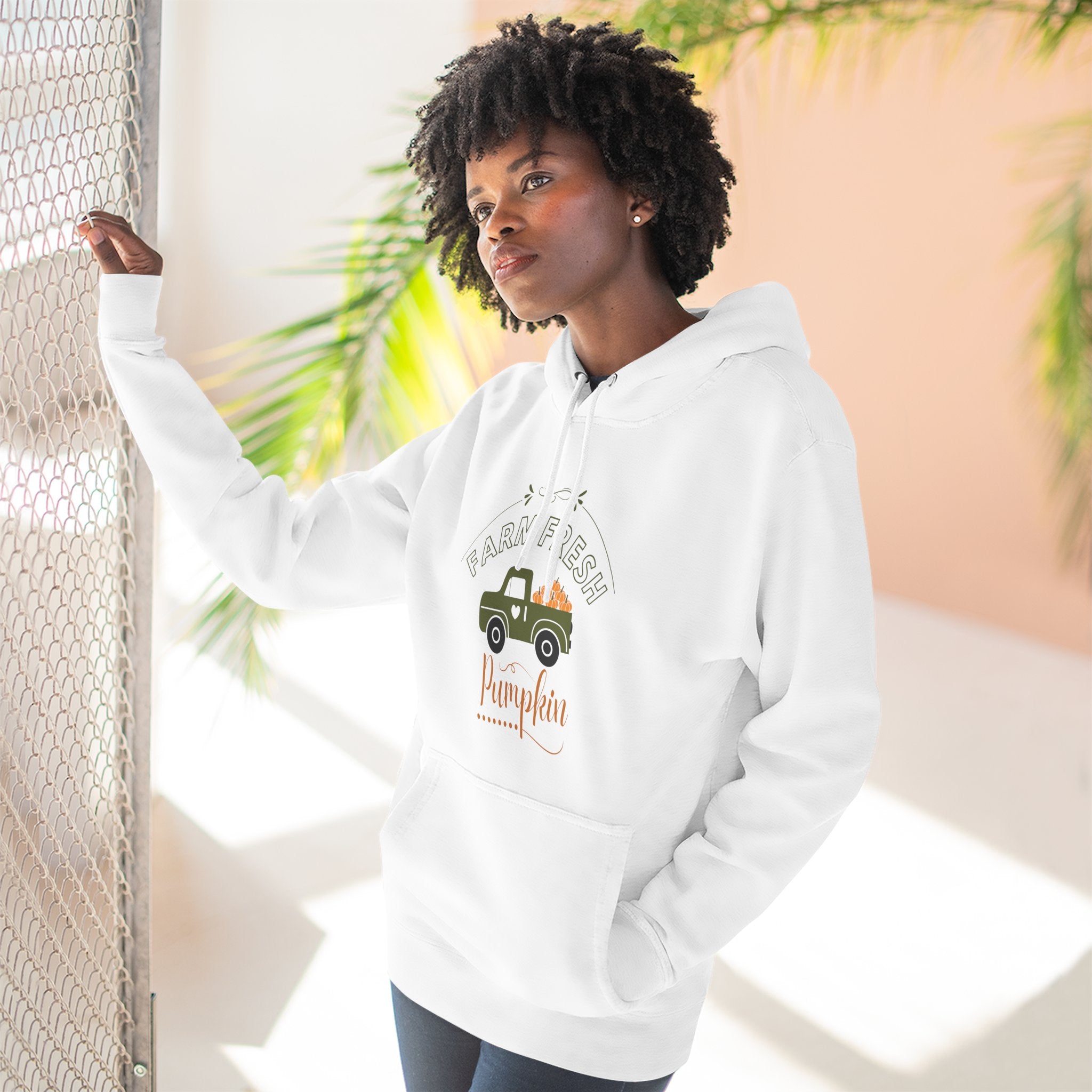 Leafen Autumn Fleece Hoodie - Peace, Love, Fall Design, Cozy Sweatshirt, Perfect for Thanksgiving, Fall Fashion, Gift Idea