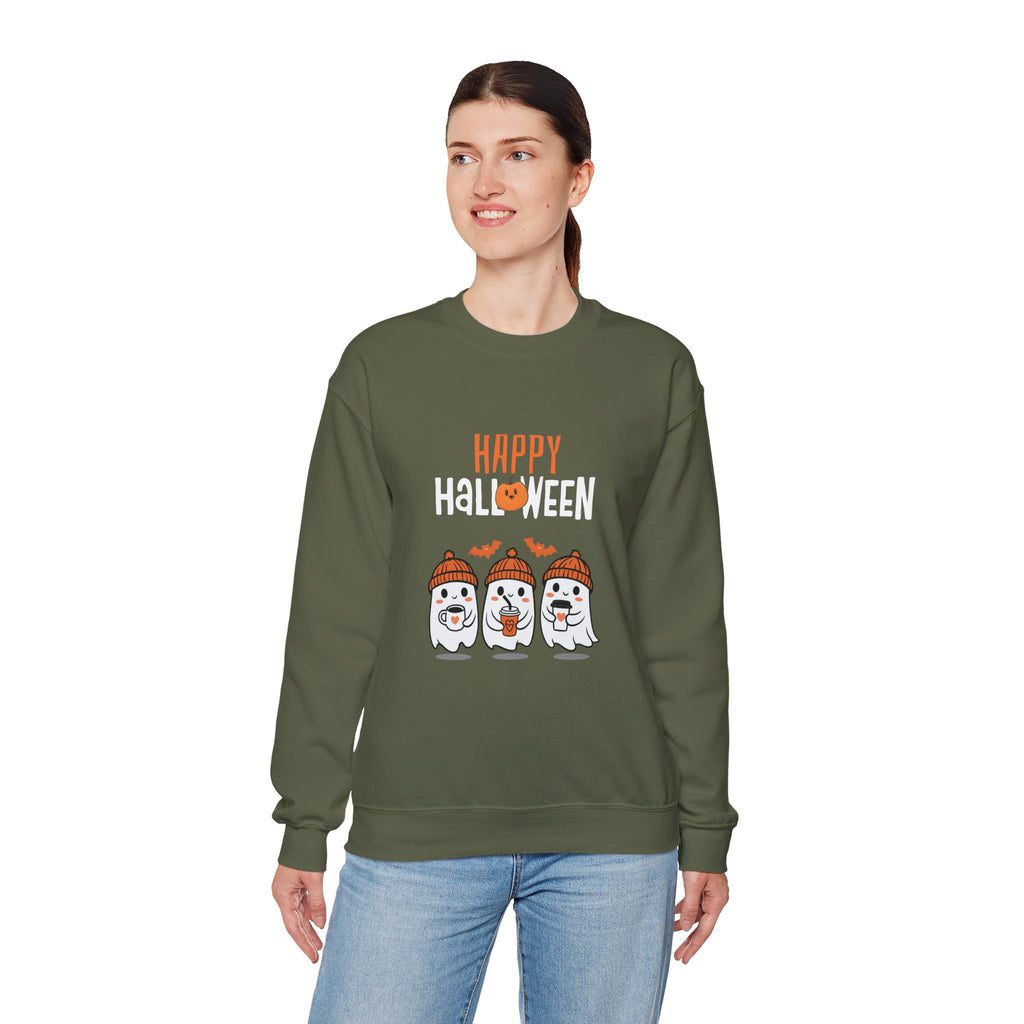 Leafen Happy Halloween Sweatshirt, Cozy Crewneck, Unisex Gift, Perfect for Halloween, Casual Wear