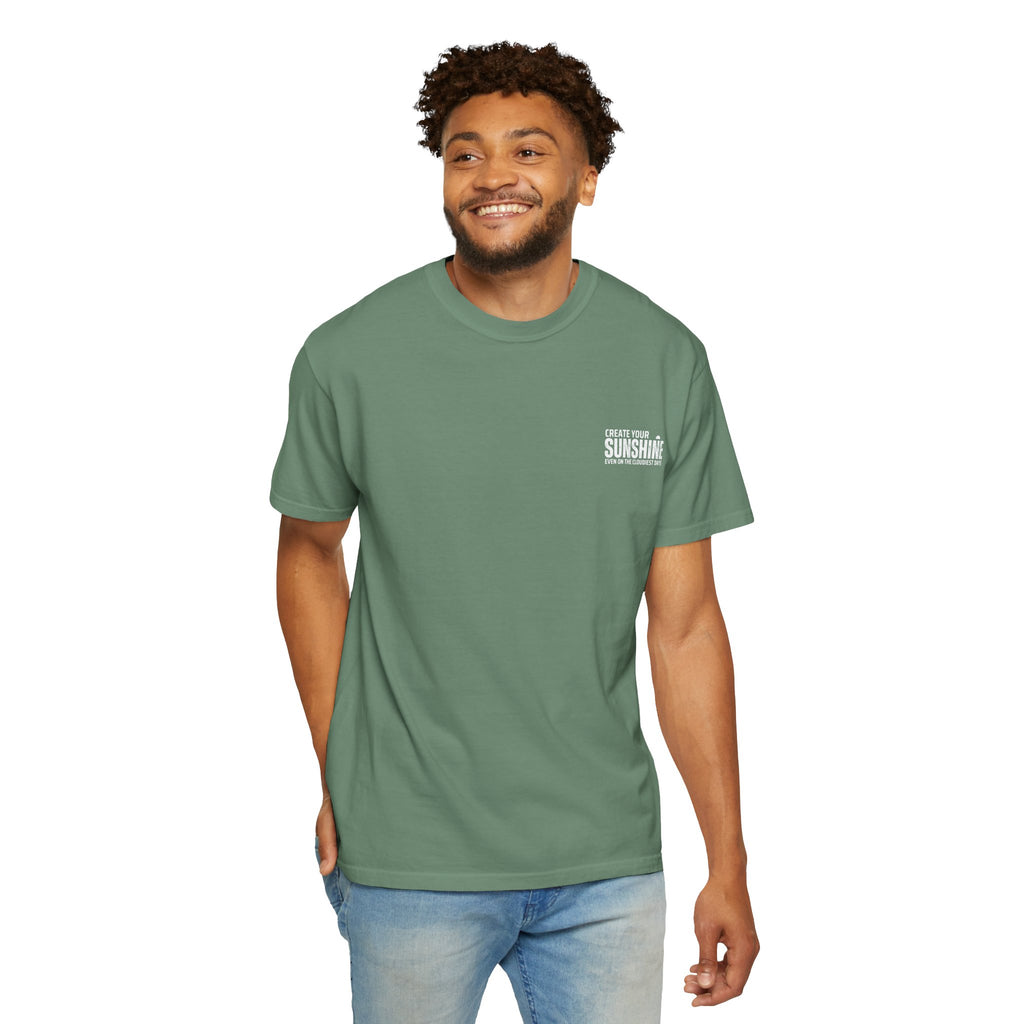 Leafen Create Sunshine Unisex Garment-Dyed T-shirt, Casual Wear, Summer Vibe, Gift for Friends, Relaxed Everyday Style