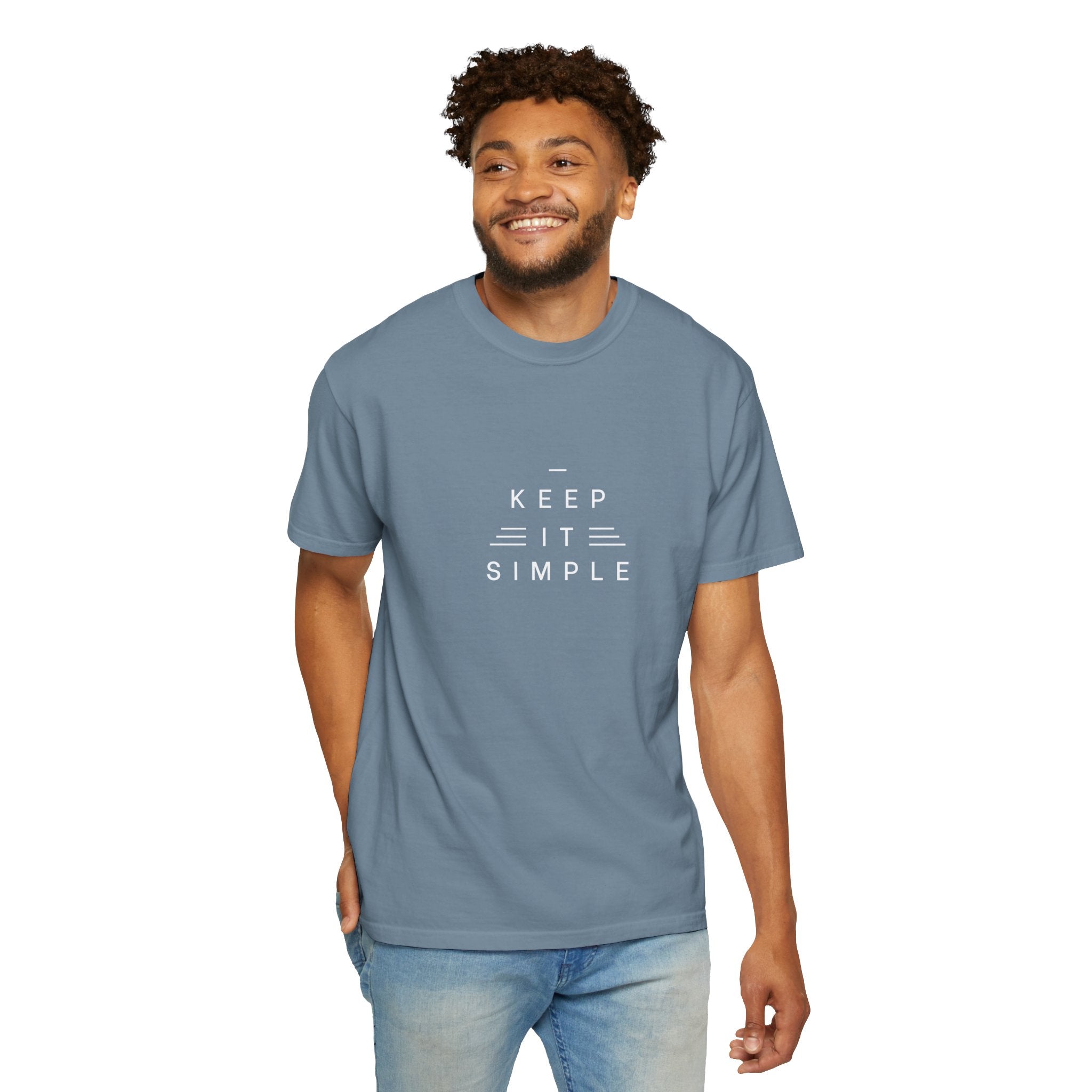 Leafen Keep it Simple Unisex Garment-Dyed T-shirt, Casual Wear, Summer Vibe, Gift for Friends, Relaxed Everyday Style