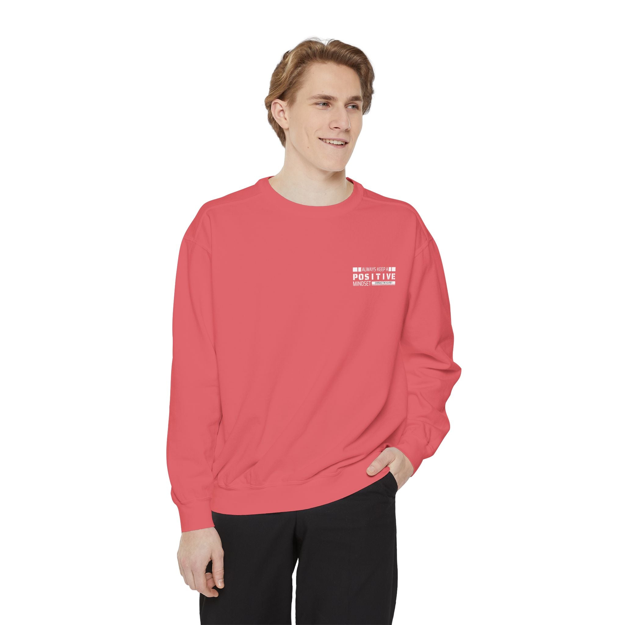 Leafen Positive Vibes Unisex Sweatshirt, Casual Crewneck, Gift for Friends, Motivational Apparel, Everyday Comfort Wear
