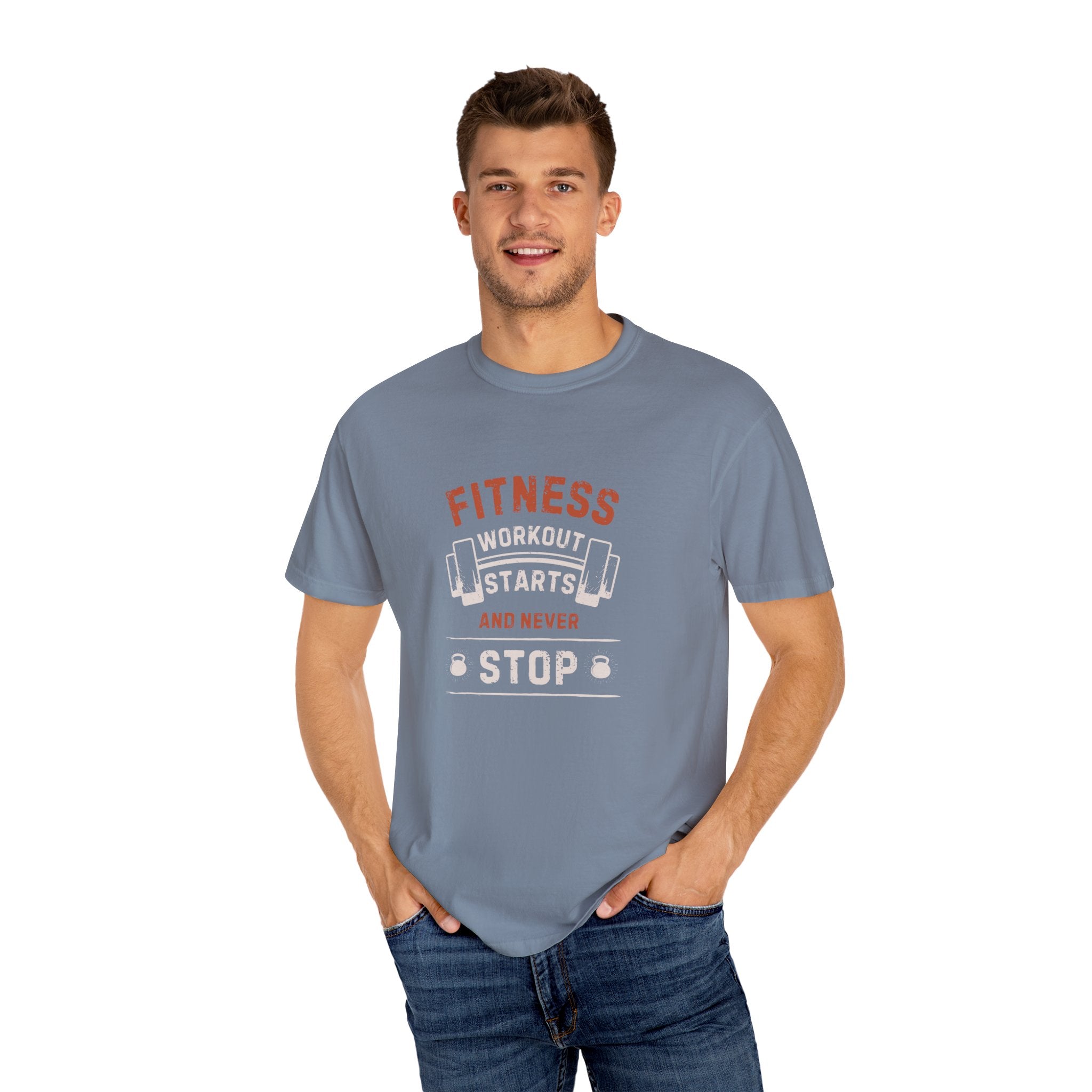 Fitness Workout Unisex Garment-Dyed T-shirt, Casual Wear, Summer Vibe, Gift for Friends, Motivational Relaxed Everyday Style
