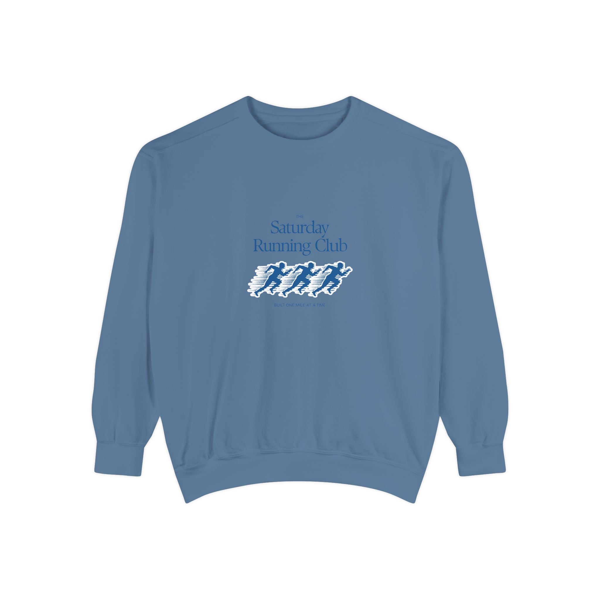 Running Club Unisex Garment-Dyed Sweatshirt, Cozy Pullover Sweatshirt, Casual Streetwear, Gift for Her