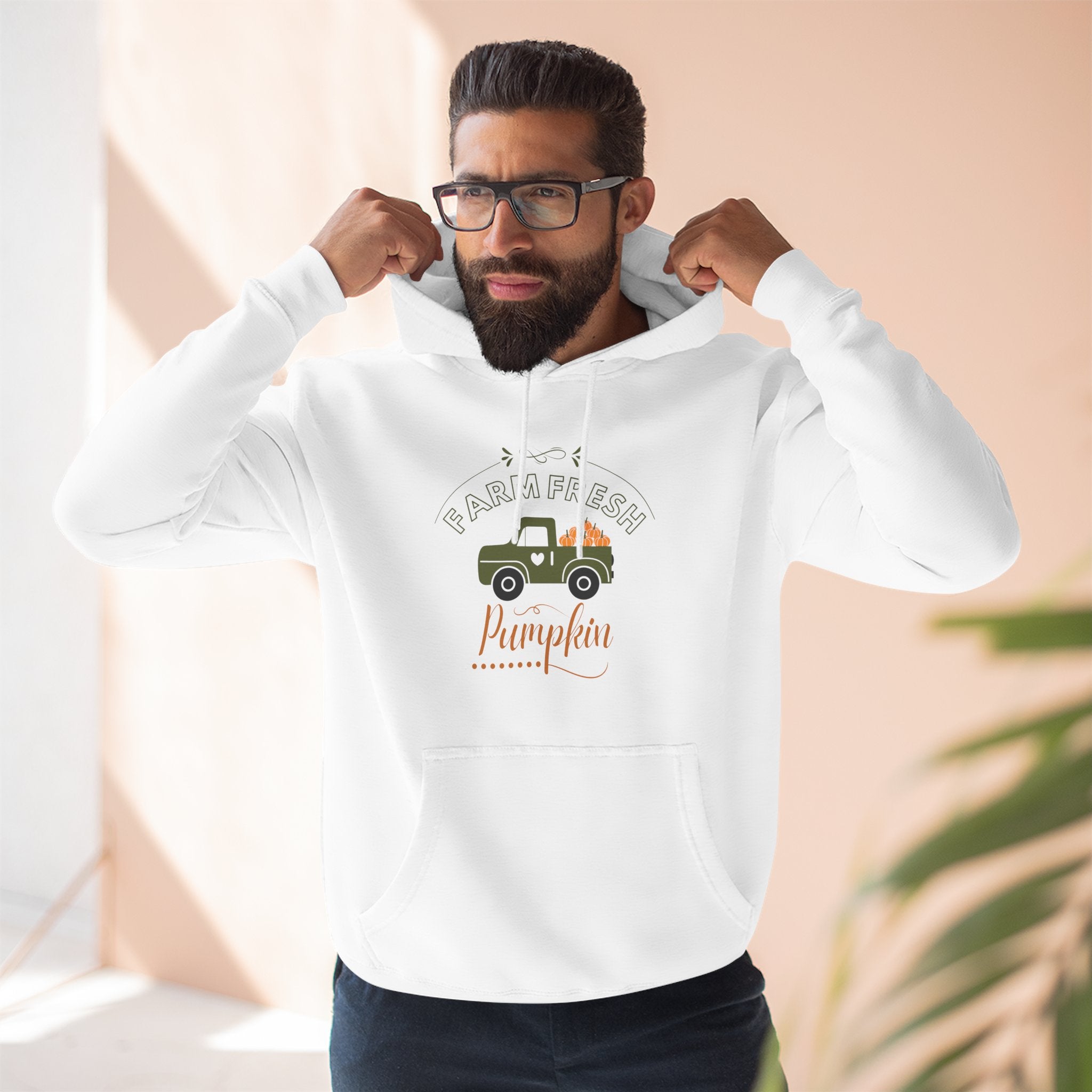 Leafen Autumn Fleece Hoodie - Peace, Love, Fall Design, Cozy Sweatshirt, Perfect for Thanksgiving, Fall Fashion, Gift Idea