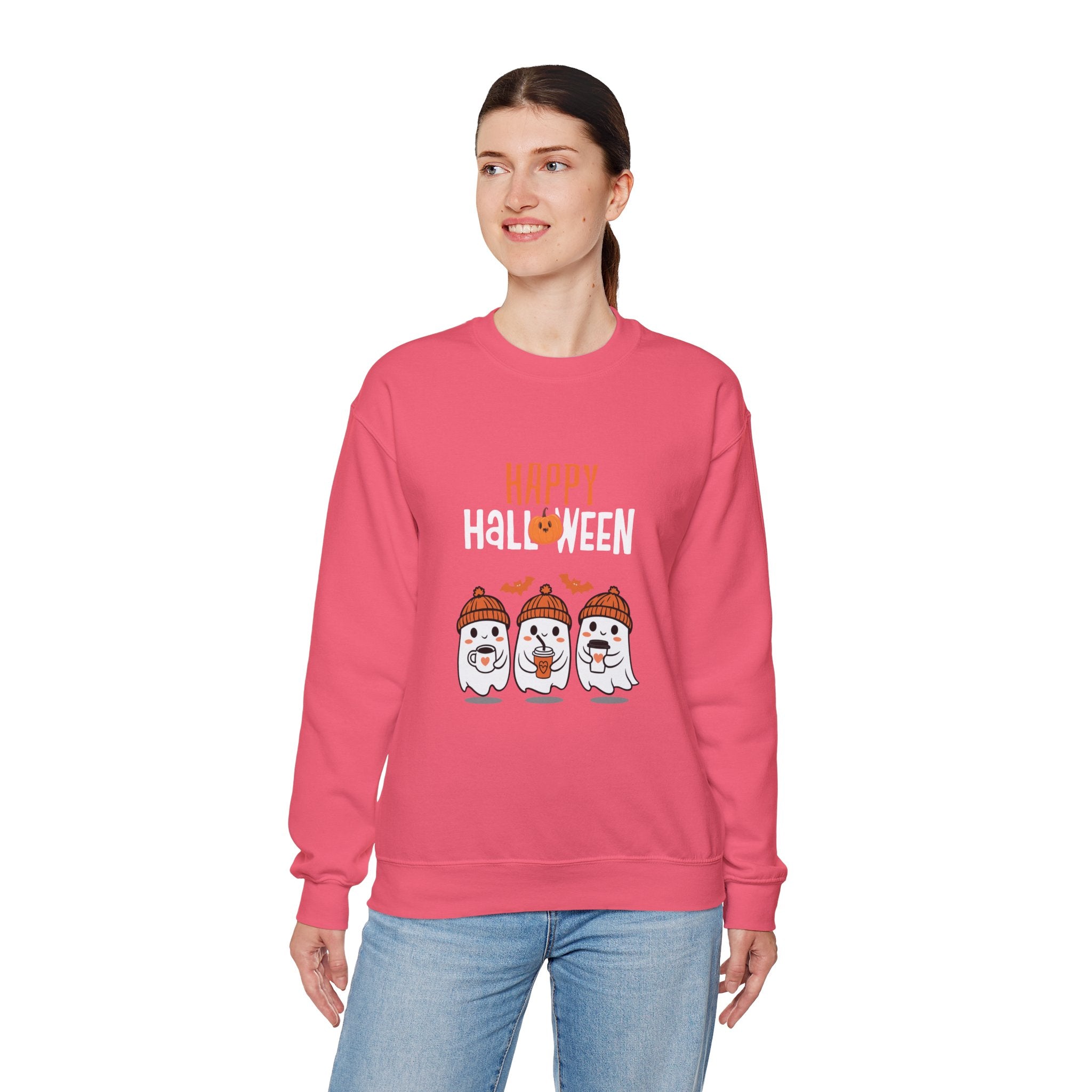Leafen Happy Halloween Sweatshirt, Cozy Crewneck, Unisex Gift, Perfect for Halloween, Casual Wear