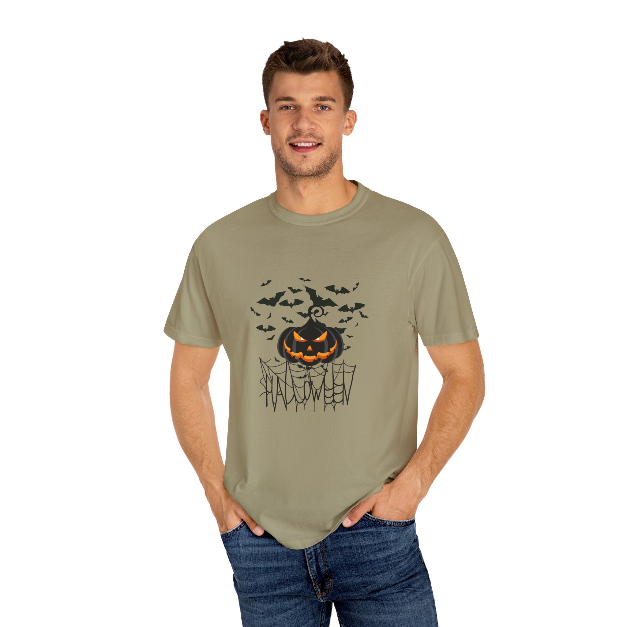 Halloween Vibe Unisex Garment-Dyed T-shirt, Casual Wear, Summer Vibe, Gift for Friends, Relaxed Everyday Style