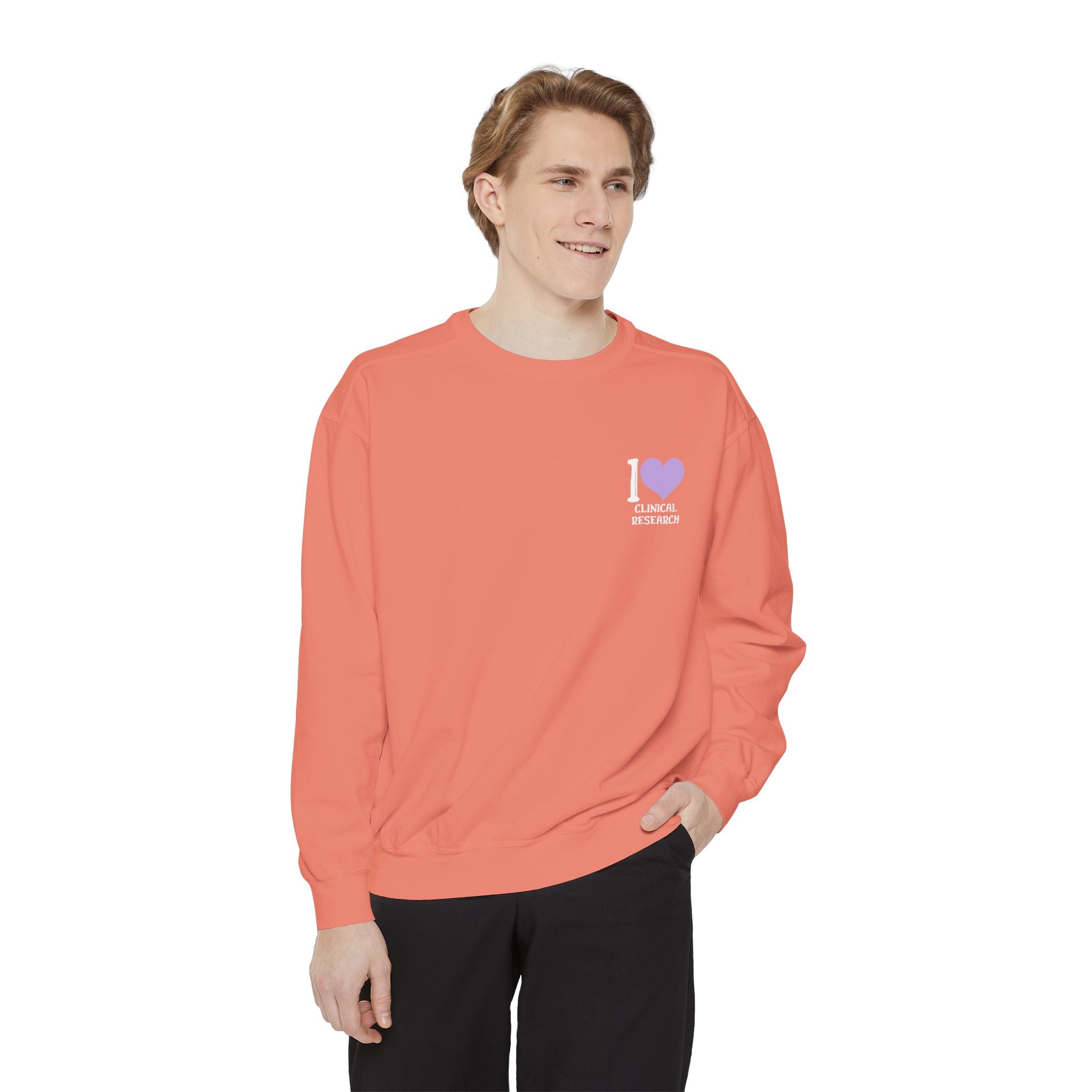 Leafen I Love Research Unisex Garment-Dyed Sweatshirt, Cozy Pullover Sweatshirt, Casual Streetwear, Gift for Her