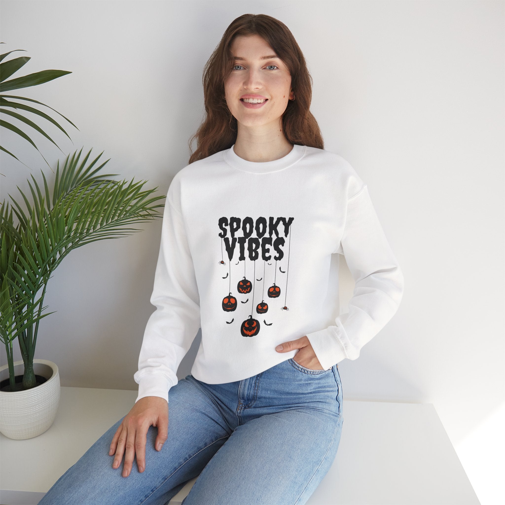 Leafen Spooky Vibes Unisex Garment-Dyed T-Shirt – 100% Ring-Spun Cotton, Soft Relaxed Fit Crewneck Tee for Men & Women