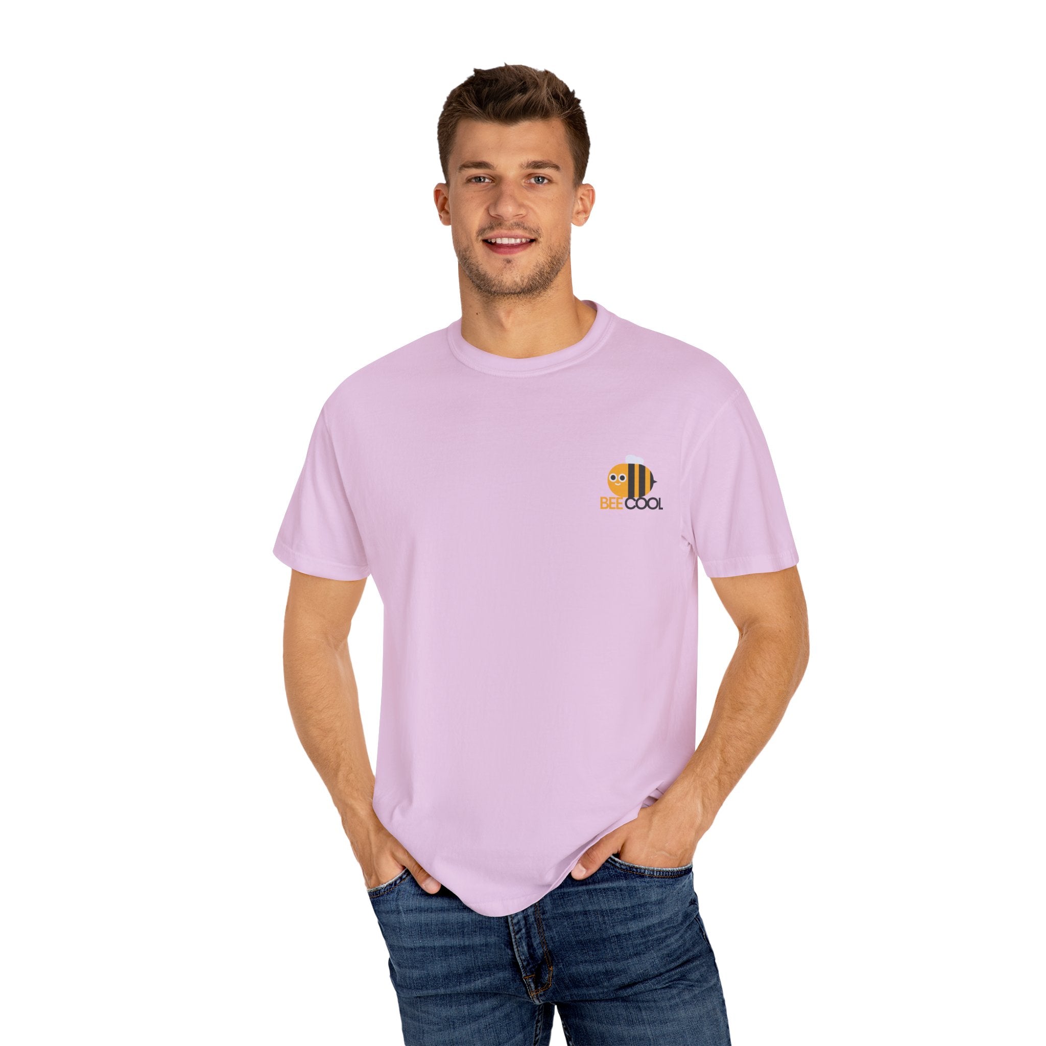 Leafen Bee Cool Unisex Garment-Dyed T-shirt, Casual Wear, Summer Vibe, Gift for Friends, Relaxed Everyday Style