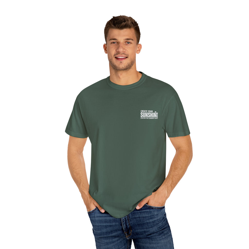 Leafen Create Sunshine Unisex Garment-Dyed T-shirt, Casual Wear, Summer Vibe, Gift for Friends, Relaxed Everyday Style