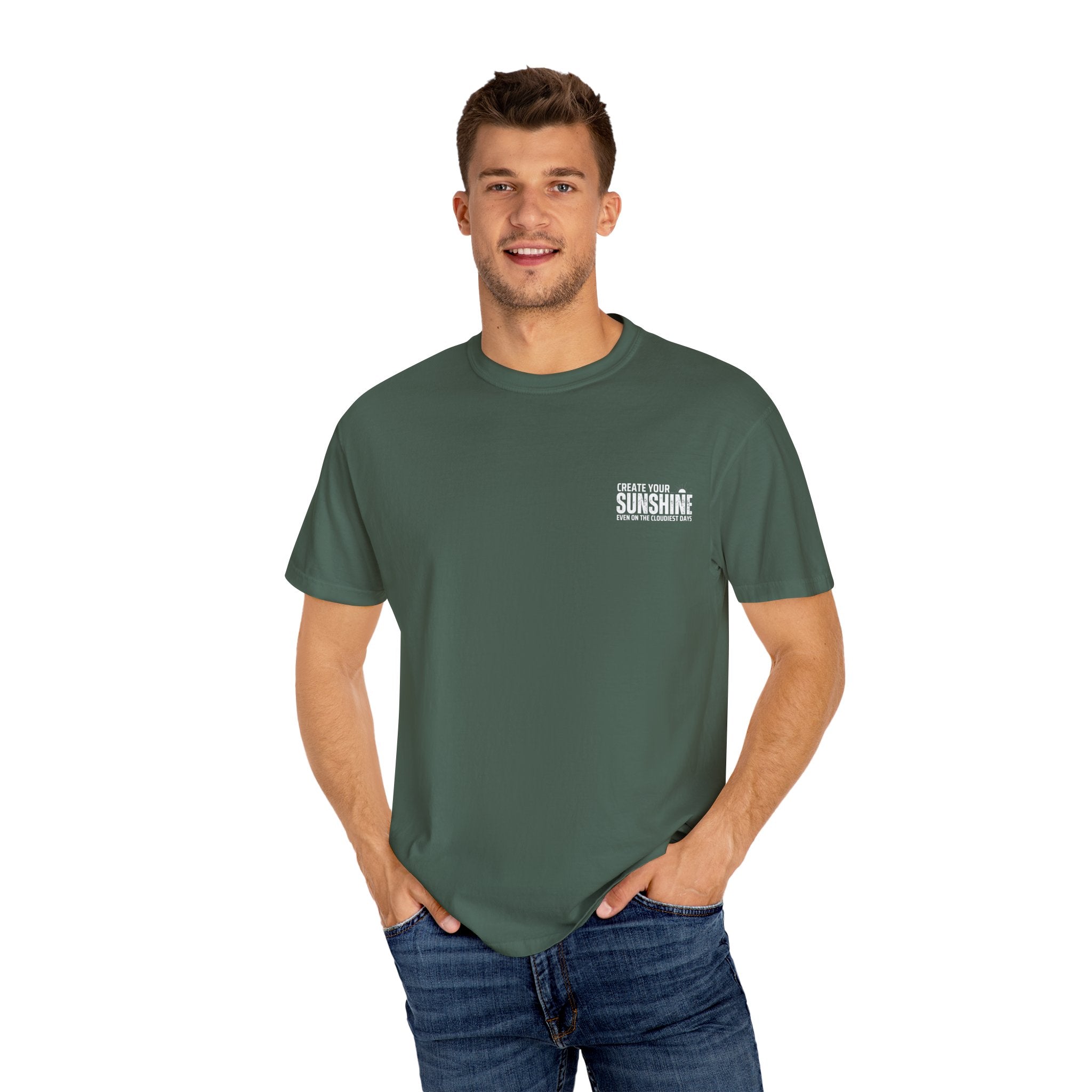 Leafen Create Sunshine Unisex Garment-Dyed T-shirt, Casual Wear, Summer Vibe, Gift for Friends, Relaxed Everyday Style