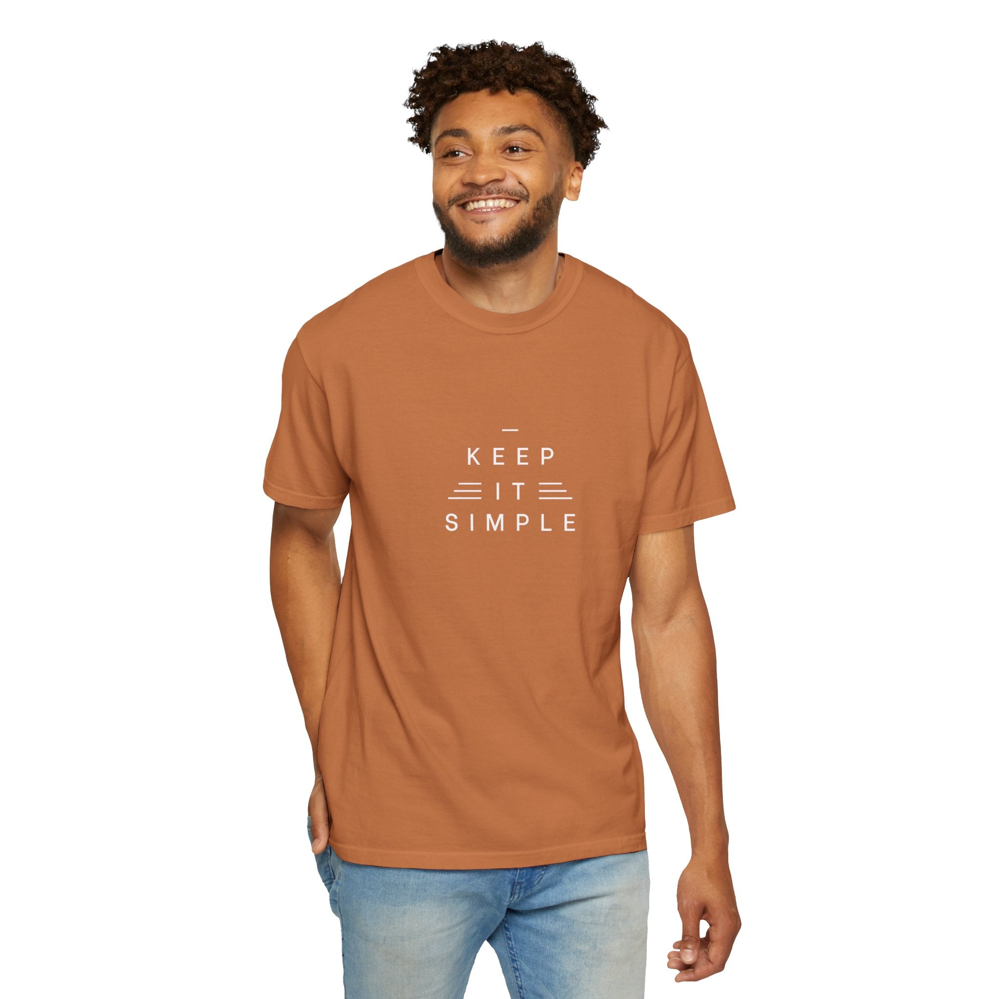 Leafen Keep it Simple Unisex Garment-Dyed T-shirt, Casual Wear, Summer Vibe, Gift for Friends, Relaxed Everyday Style