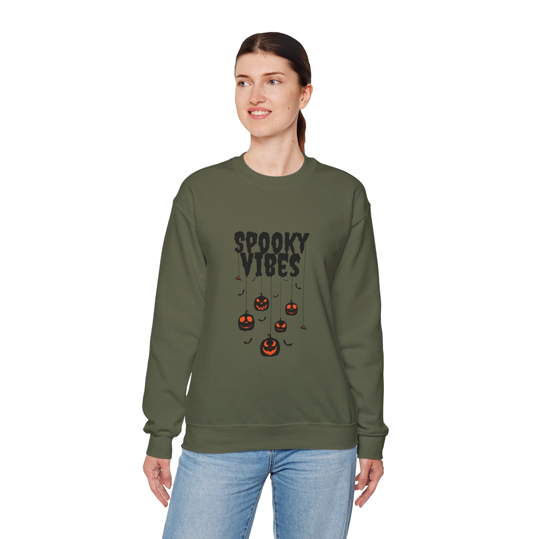 Leafen Spooky Vibes Unisex Garment-Dyed T-Shirt – 100% Ring-Spun Cotton, Soft Relaxed Fit Crewneck Tee for Men & Women