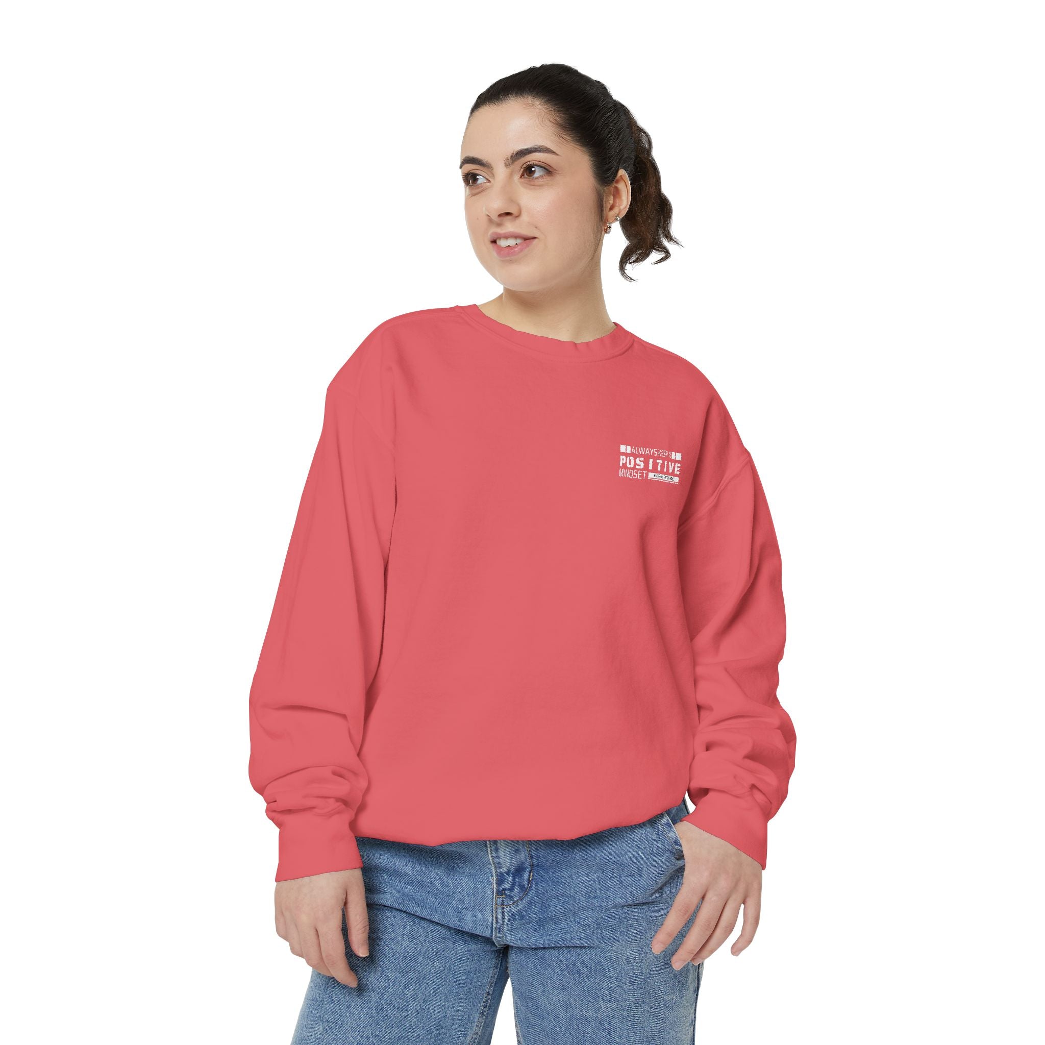 Leafen Positive Vibes Unisex Sweatshirt, Casual Crewneck, Gift for Friends, Motivational Apparel, Everyday Comfort Wear
