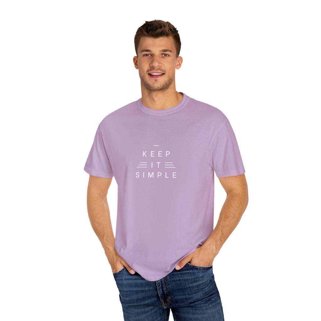 Leafen Keep it Simple Unisex Garment-Dyed T-shirt, Casual Wear, Summer Vibe, Gift for Friends, Relaxed Everyday Style