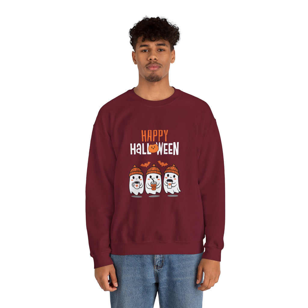 Leafen Happy Halloween Sweatshirt, Cozy Crewneck, Unisex Gift, Perfect for Halloween, Casual Wear
