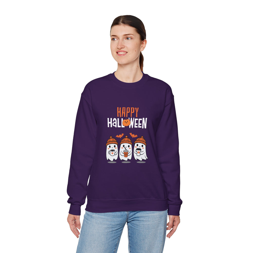 Leafen Happy Halloween Sweatshirt, Cozy Crewneck, Unisex Gift, Perfect for Halloween, Casual Wear
