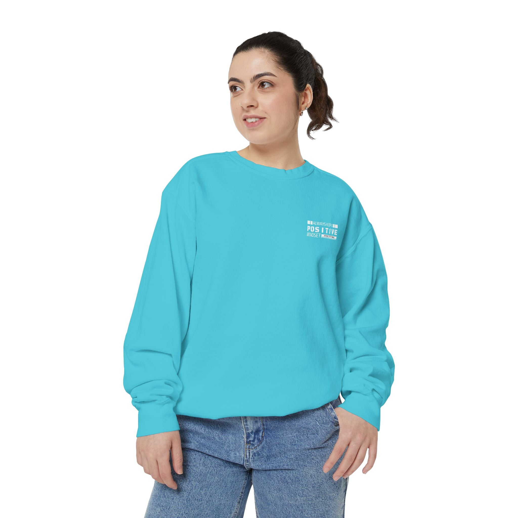 Leafen Positive Vibes Unisex Sweatshirt, Casual Crewneck, Gift for Friends, Motivational Apparel, Everyday Comfort Wear