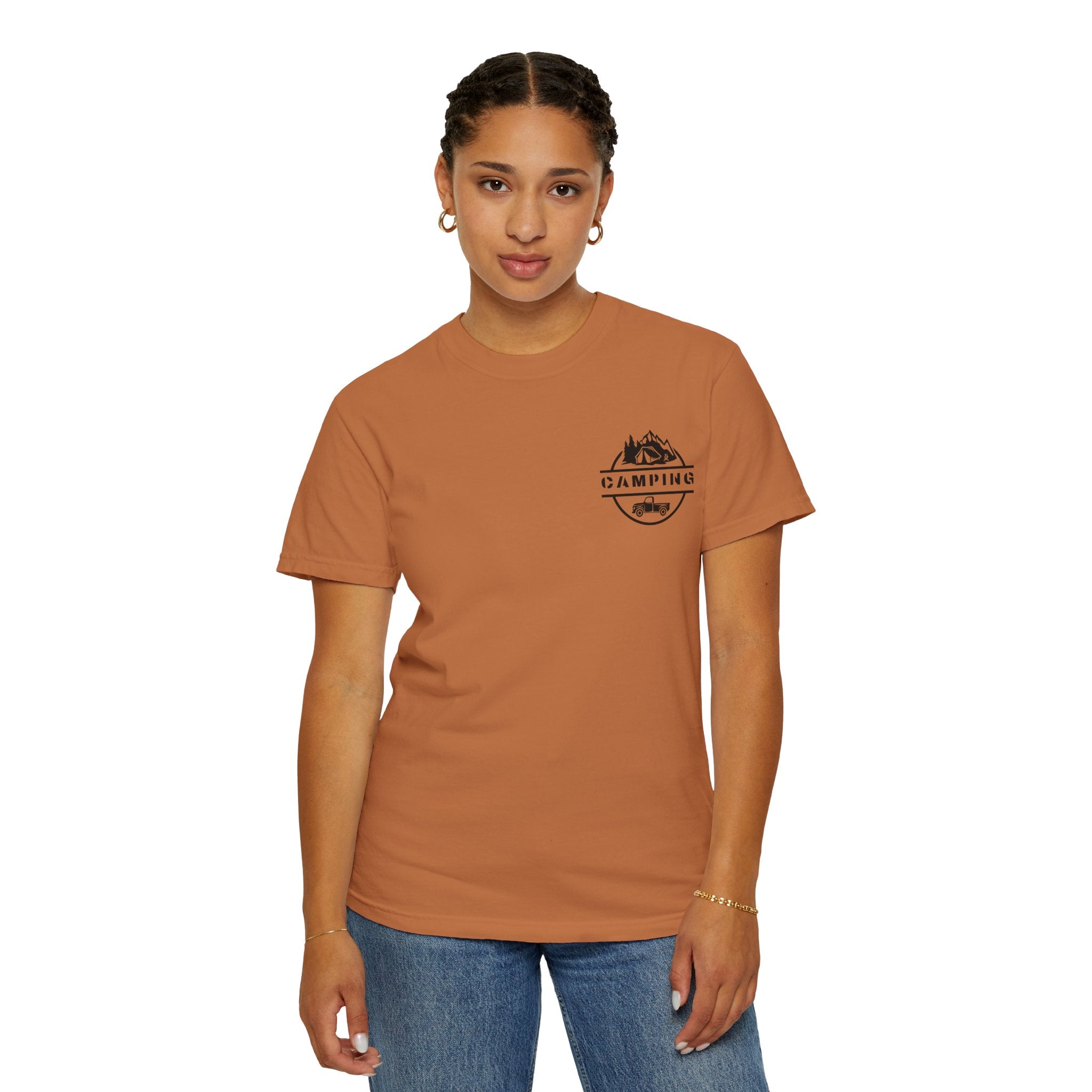 Leafen Camping Unisex Garment-Dyed T-shirt, Casual Wear, Summer Vibe, Gift for Friends, Relaxed Everyday Style