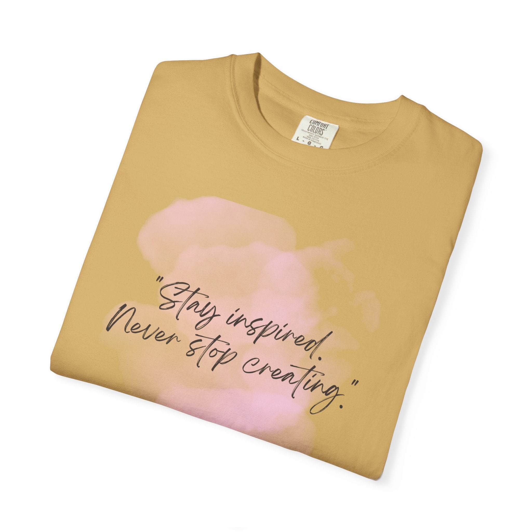 Leafen Stay Inspired Unisex Garment-Dyed T-shirt, Casual Wear, Summer Vibe, Gift for Friends, Relaxed Everyday Style
