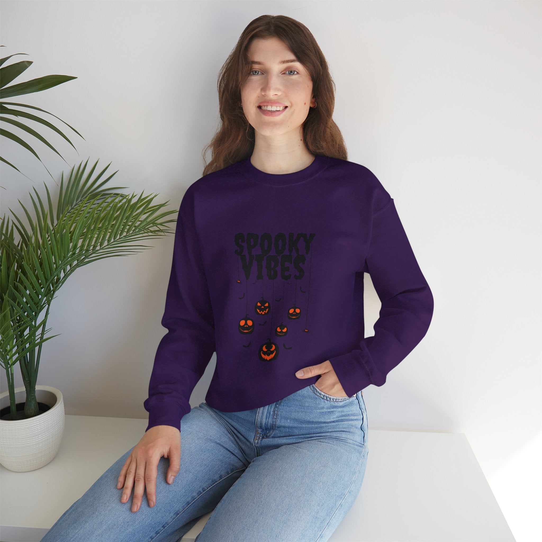 Leafen Spooky Vibes Unisex Garment-Dyed T-Shirt – 100% Ring-Spun Cotton, Soft Relaxed Fit Crewneck Tee for Men & Women