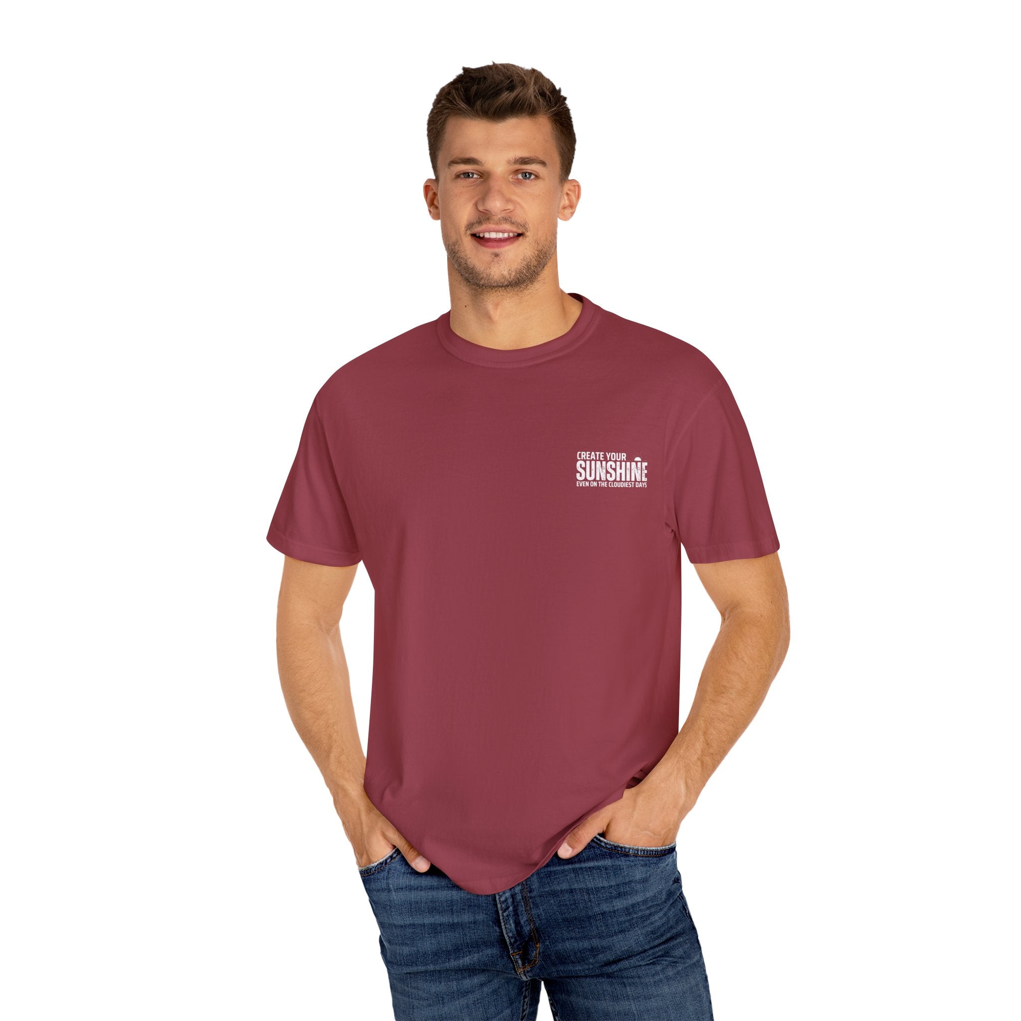 Leafen Create Sunshine Unisex Garment-Dyed T-shirt, Casual Wear, Summer Vibe, Gift for Friends, Relaxed Everyday Style