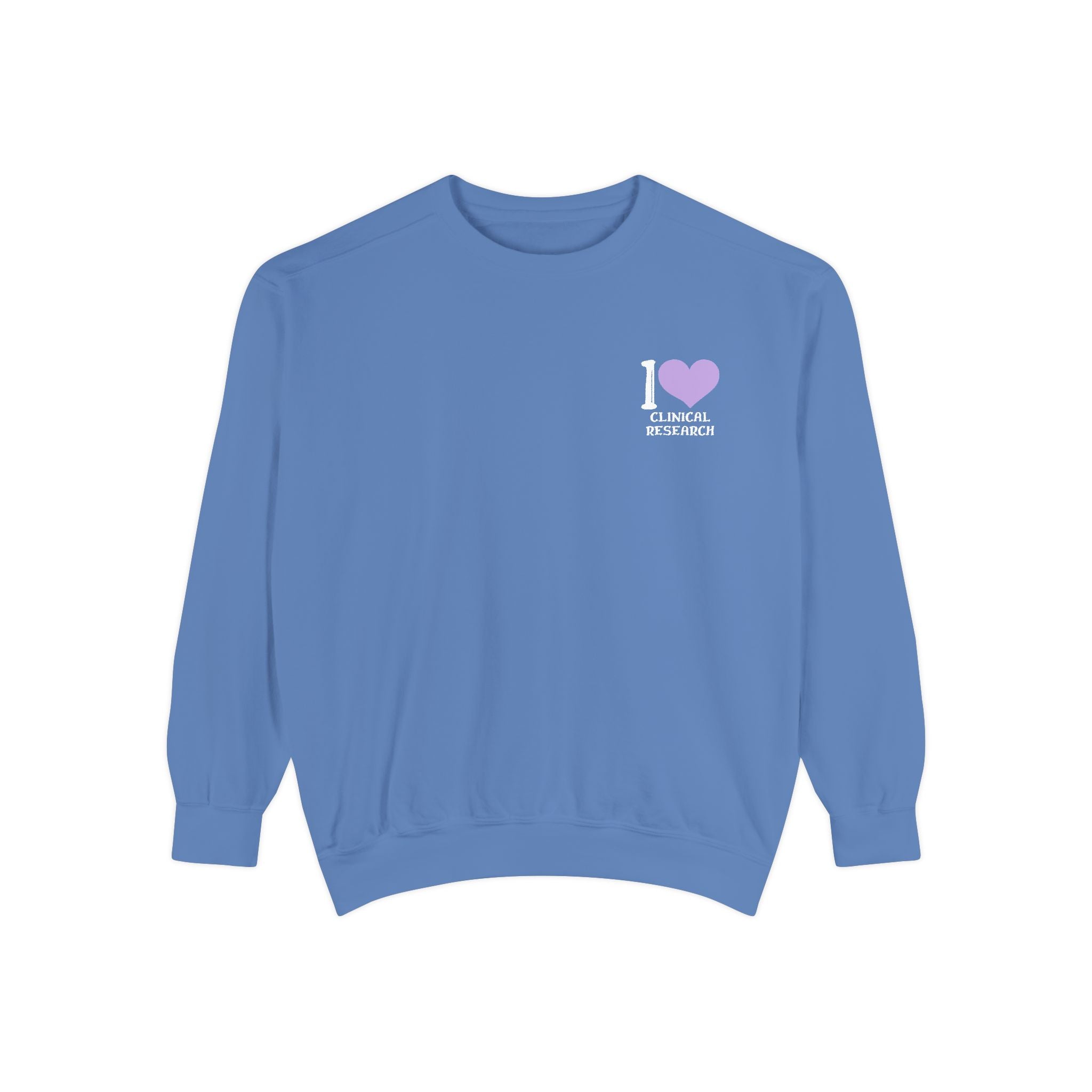 Leafen I Love Research Unisex Garment-Dyed Sweatshirt, Cozy Pullover Sweatshirt, Casual Streetwear, Gift for Her