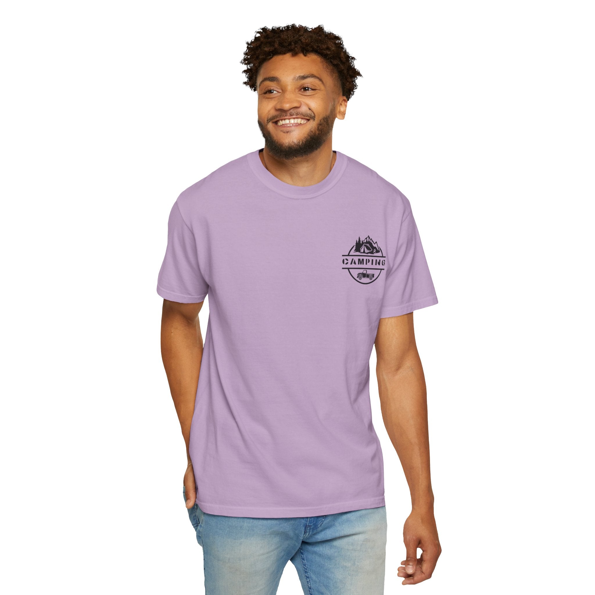 Leafen Camping Unisex Garment-Dyed T-shirt, Casual Wear, Summer Vibe, Gift for Friends, Relaxed Everyday Style
