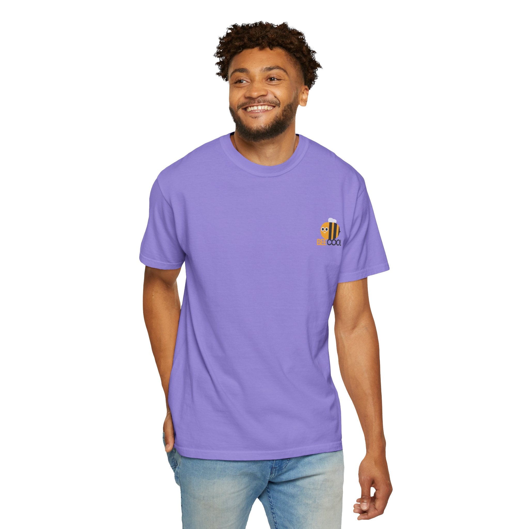 Leafen Bee Cool Unisex Garment-Dyed T-shirt, Casual Wear, Summer Vibe, Gift for Friends, Relaxed Everyday Style