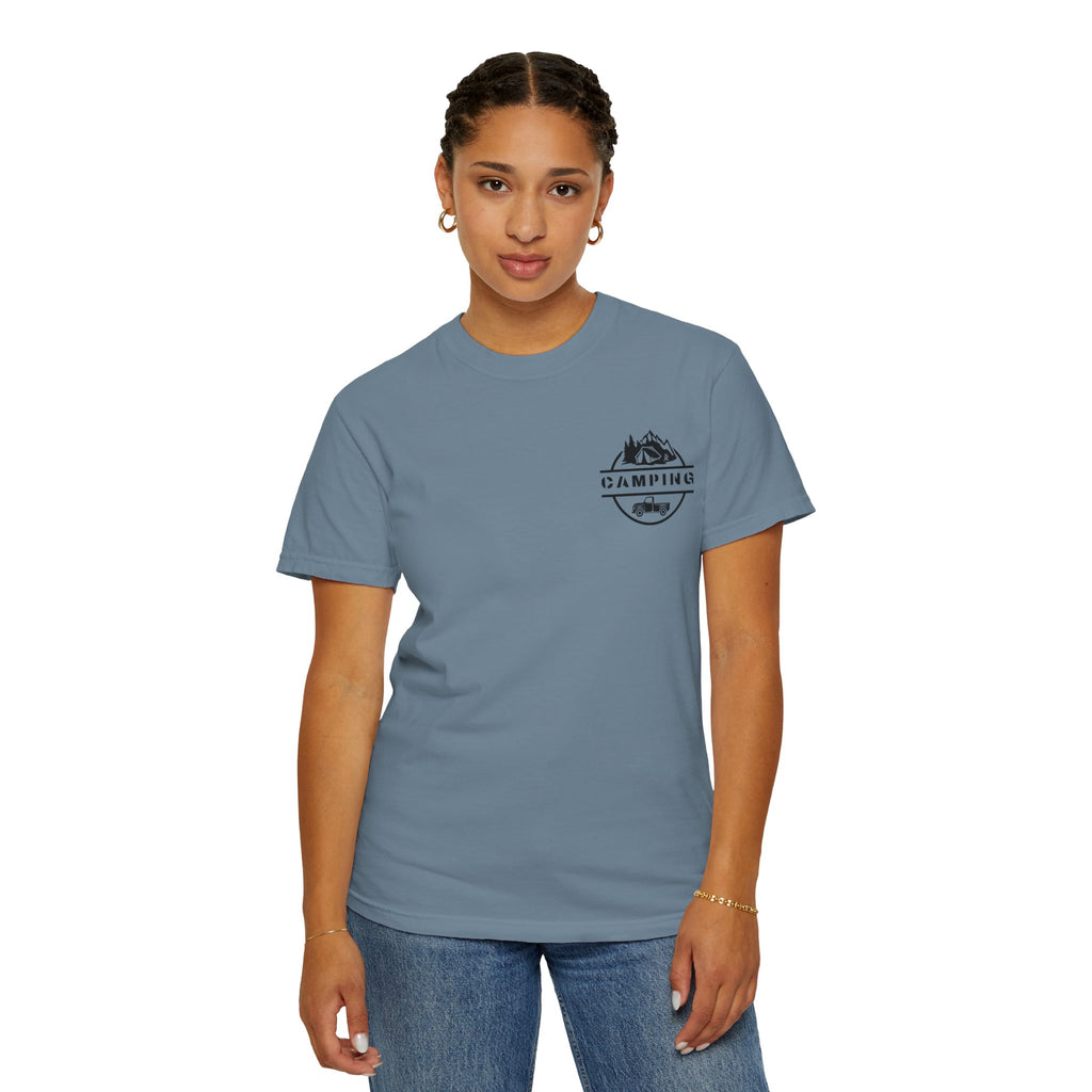 Leafen Camping Unisex Garment-Dyed T-shirt, Casual Wear, Summer Vibe, Gift for Friends, Relaxed Everyday Style