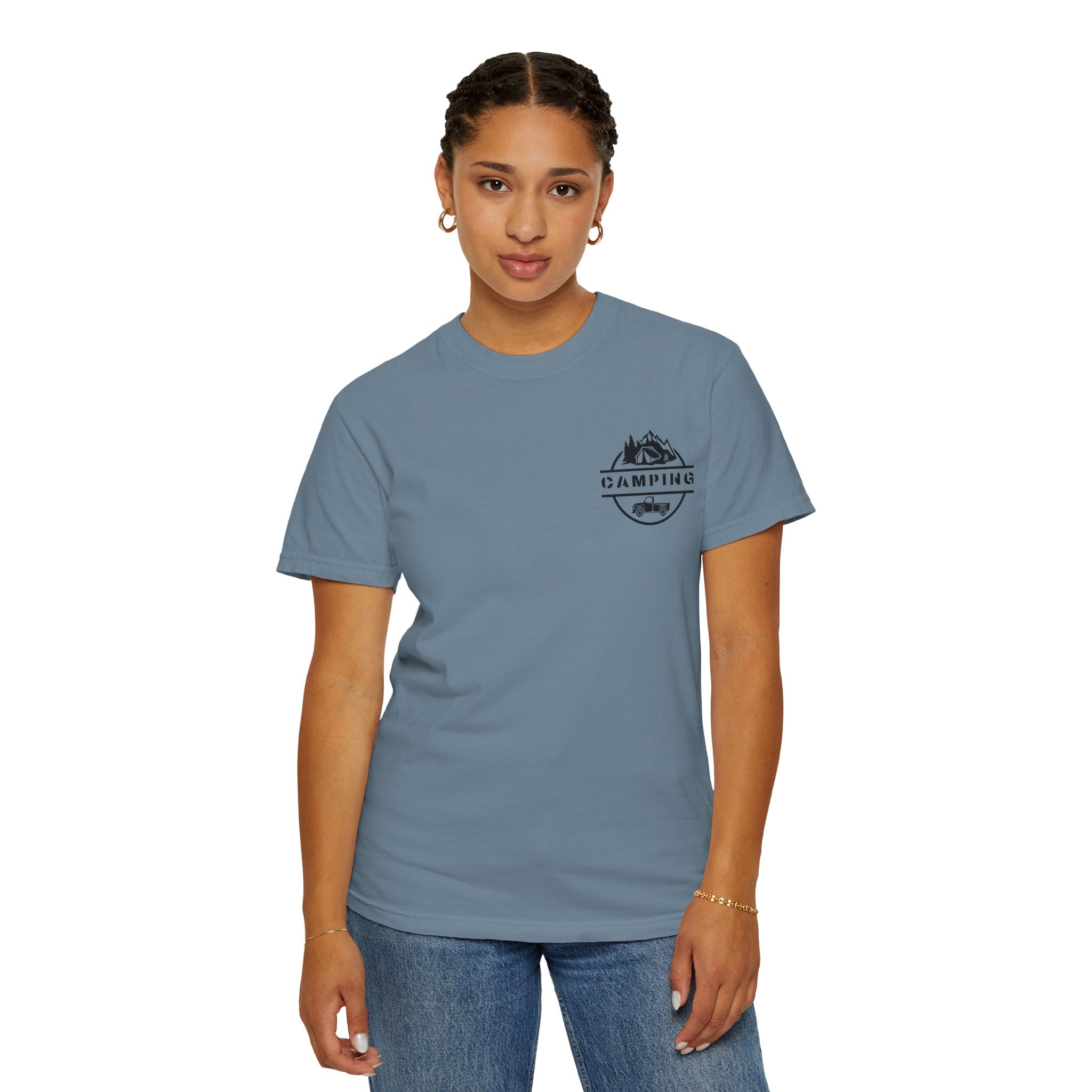 Leafen Camping Unisex Garment-Dyed T-shirt, Casual Wear, Summer Vibe, Gift for Friends, Relaxed Everyday Style