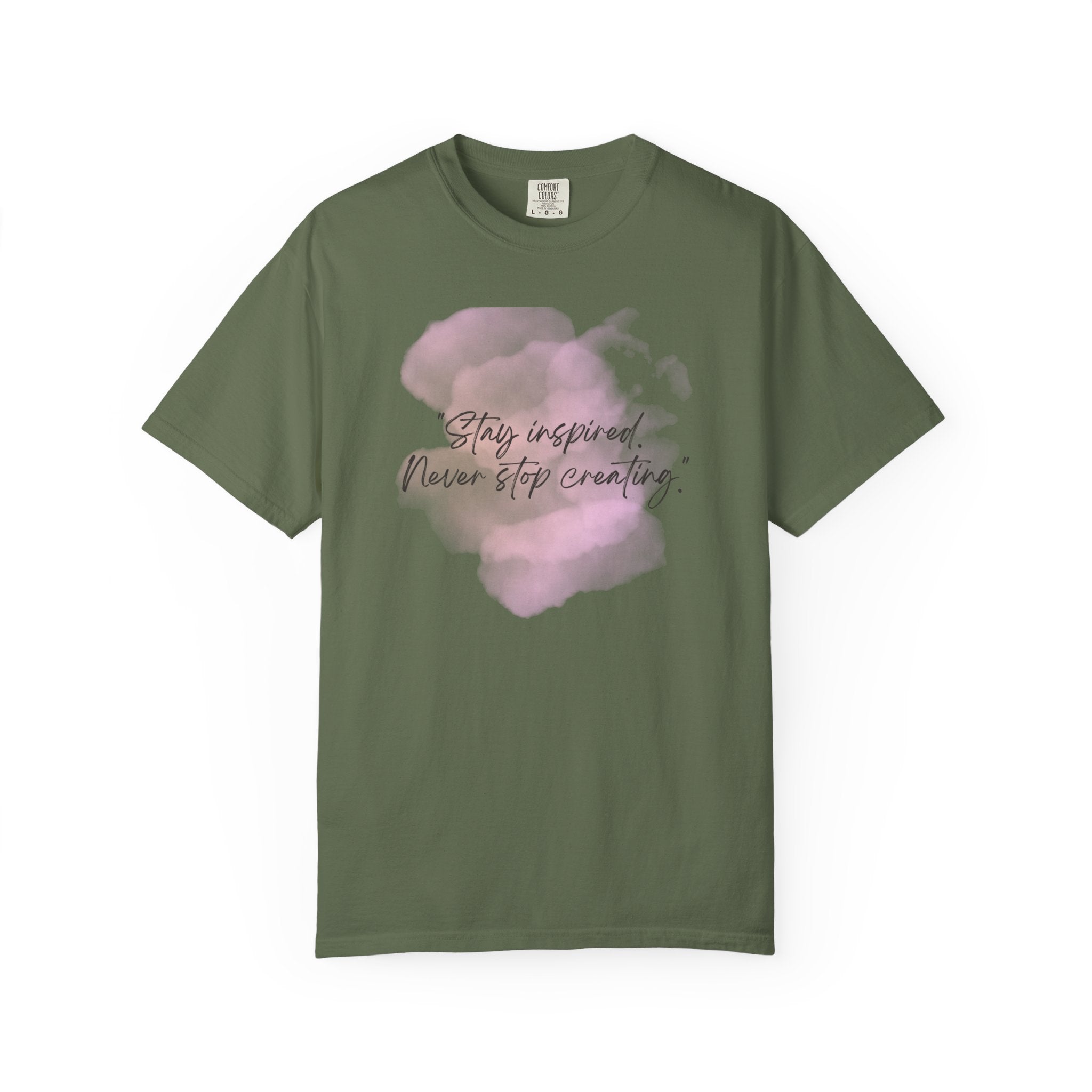 Leafen Stay Inspired Unisex Garment-Dyed T-shirt, Casual Wear, Summer Vibe, Gift for Friends, Relaxed Everyday Style