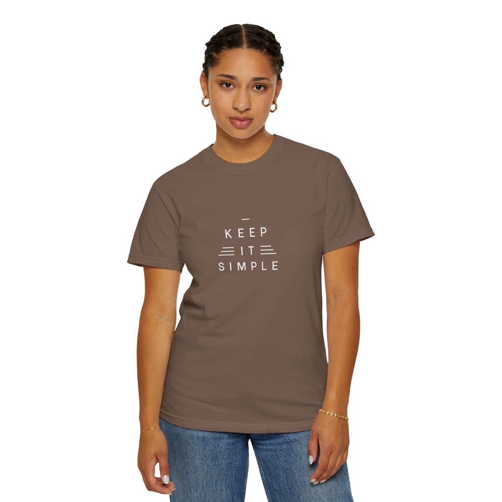 Leafen Keep it Simple Unisex Garment-Dyed T-shirt, Casual Wear, Summer Vibe, Gift for Friends, Relaxed Everyday Style
