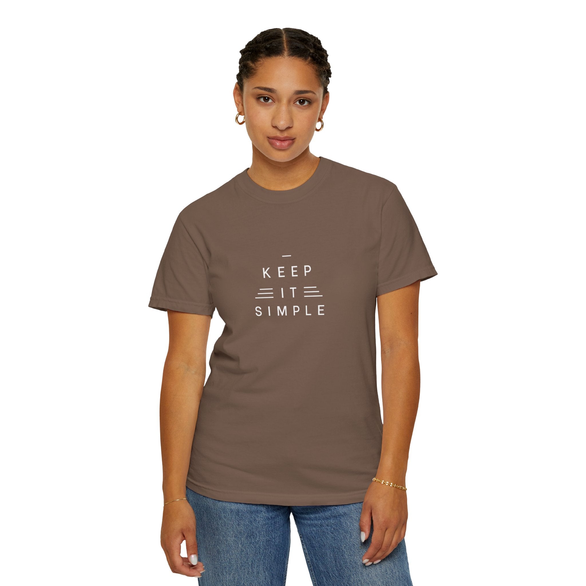 Leafen Keep it Simple Unisex Garment-Dyed T-shirt, Casual Wear, Summer Vibe, Gift for Friends, Relaxed Everyday Style