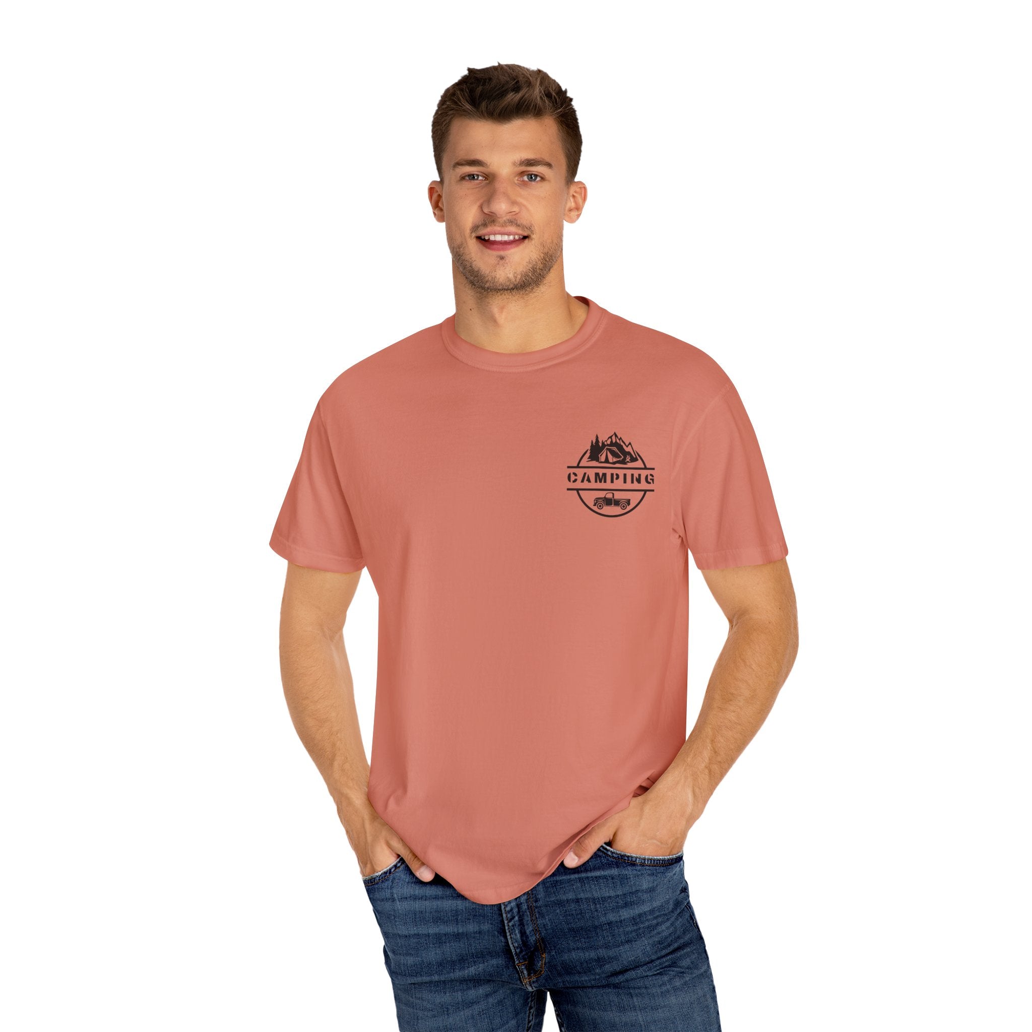 Leafen Camping Unisex Garment-Dyed T-shirt, Casual Wear, Summer Vibe, Gift for Friends, Relaxed Everyday Style