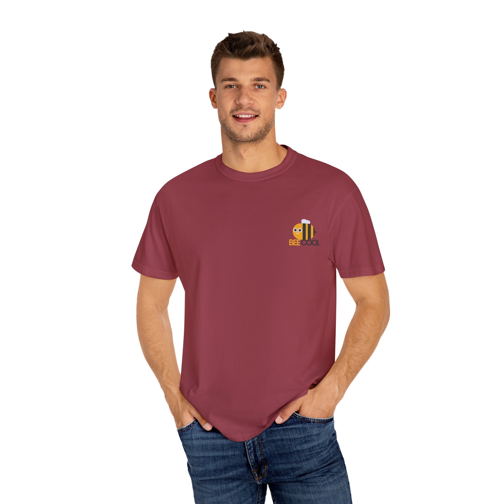 Leafen Bee Cool Unisex Garment-Dyed T-shirt, Casual Wear, Summer Vibe, Gift for Friends, Relaxed Everyday Style