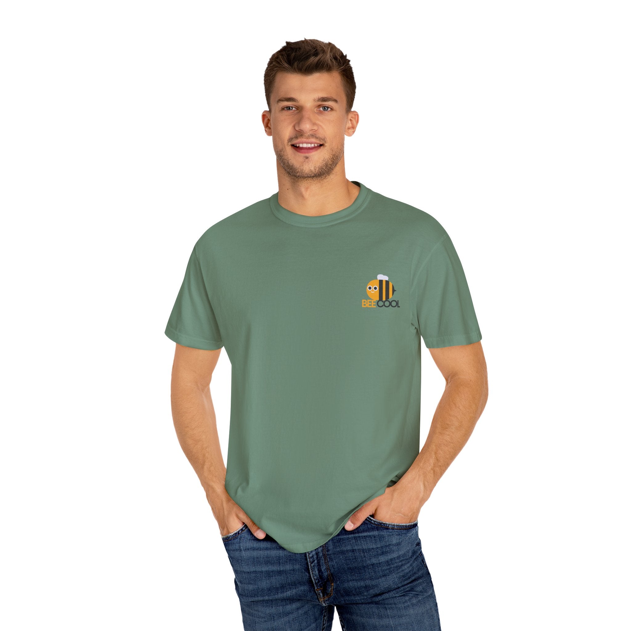 Leafen Bee Cool Unisex Garment-Dyed T-shirt, Casual Wear, Summer Vibe, Gift for Friends, Relaxed Everyday Style