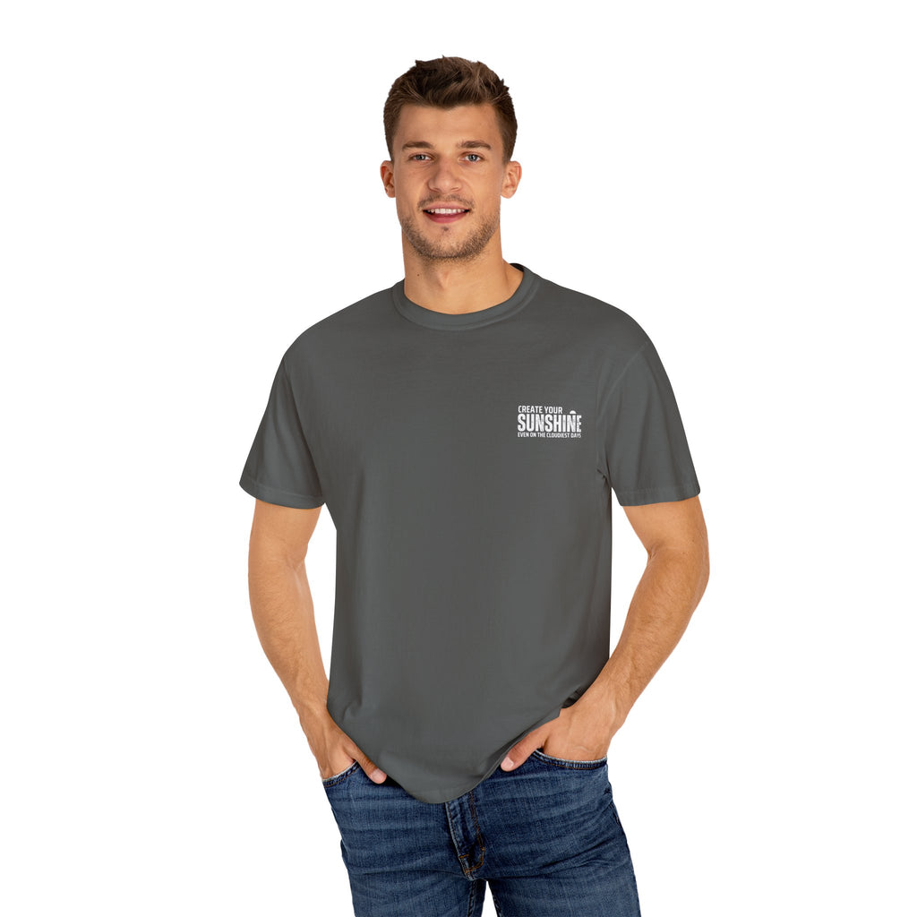 Leafen Create Sunshine Unisex Garment-Dyed T-shirt, Casual Wear, Summer Vibe, Gift for Friends, Relaxed Everyday Style