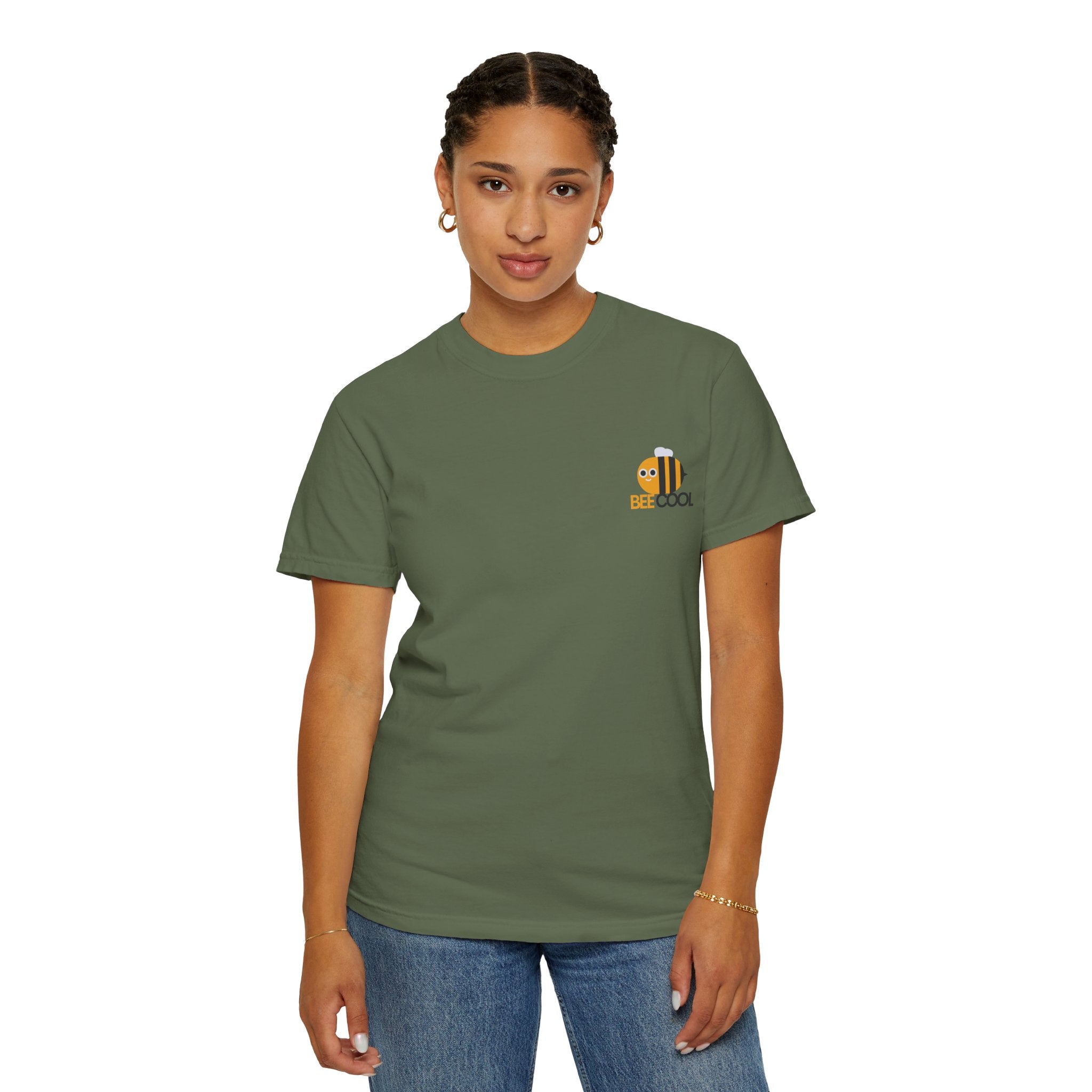 Leafen Bee Cool Unisex Garment-Dyed T-shirt, Casual Wear, Summer Vibe, Gift for Friends, Relaxed Everyday Style