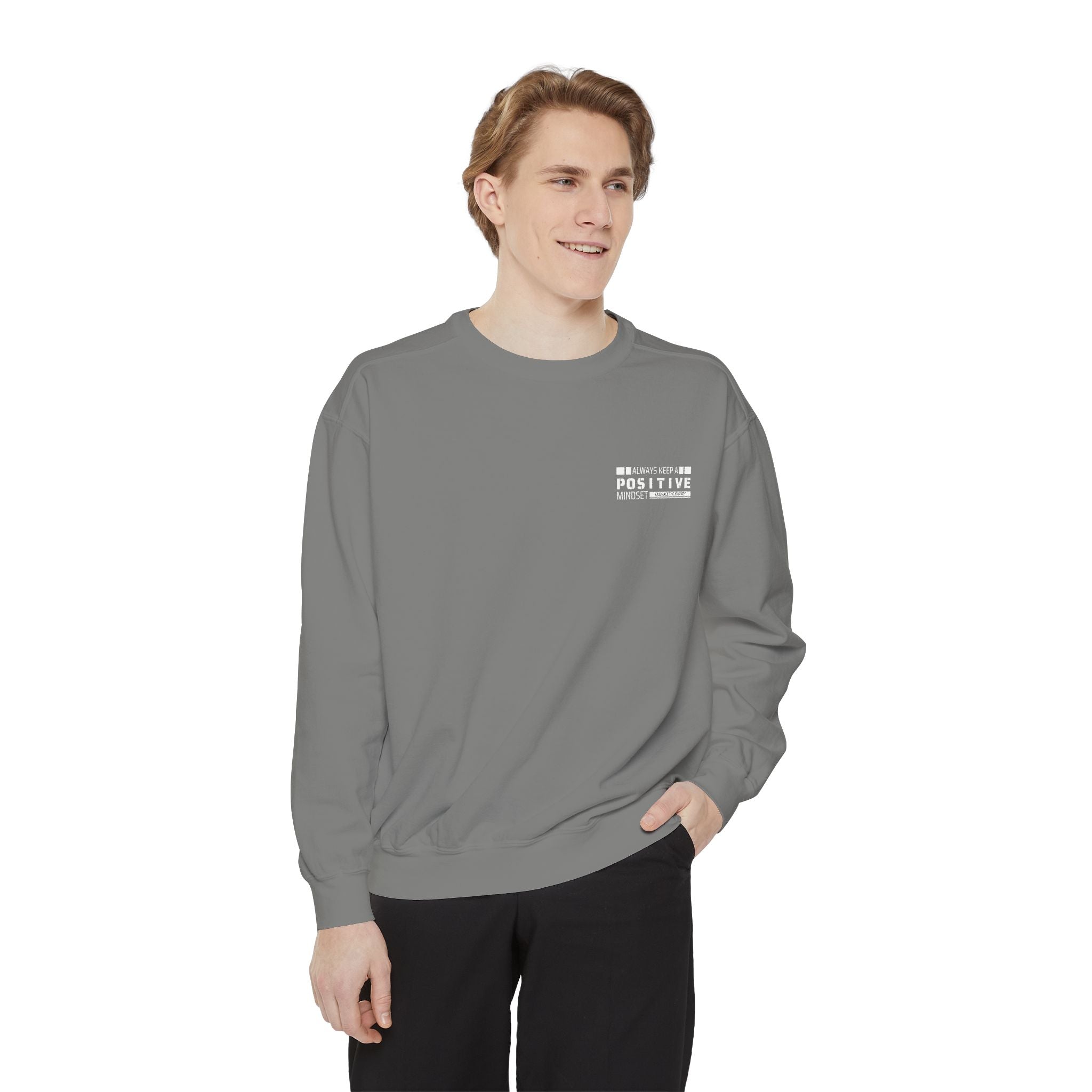 Leafen Positive Vibes Unisex Sweatshirt, Casual Crewneck, Gift for Friends, Motivational Apparel, Everyday Comfort Wear