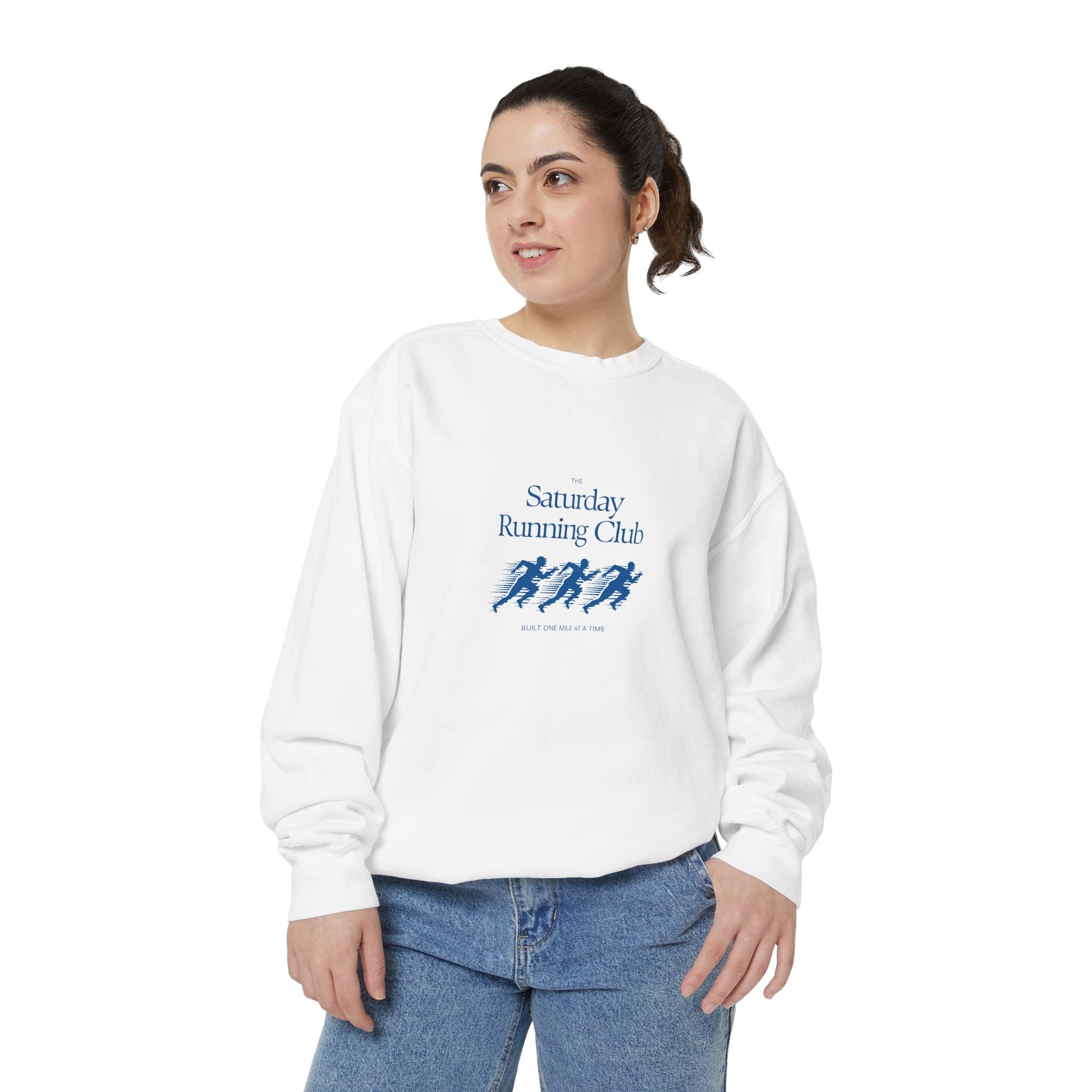 Running Club Unisex Garment-Dyed Sweatshirt, Cozy Pullover Sweatshirt, Casual Streetwear, Gift for Her