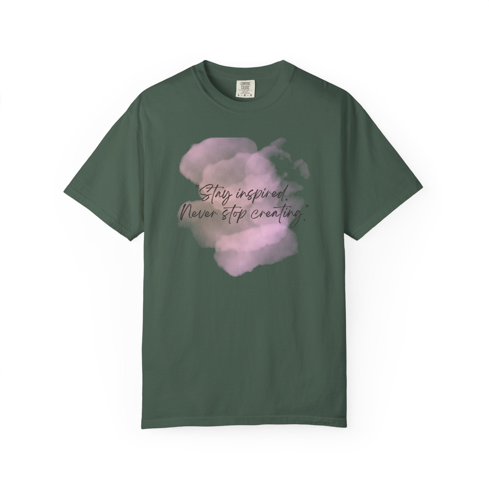 Leafen Stay Inspired Unisex Garment-Dyed T-shirt, Casual Wear, Summer Vibe, Gift for Friends, Relaxed Everyday Style