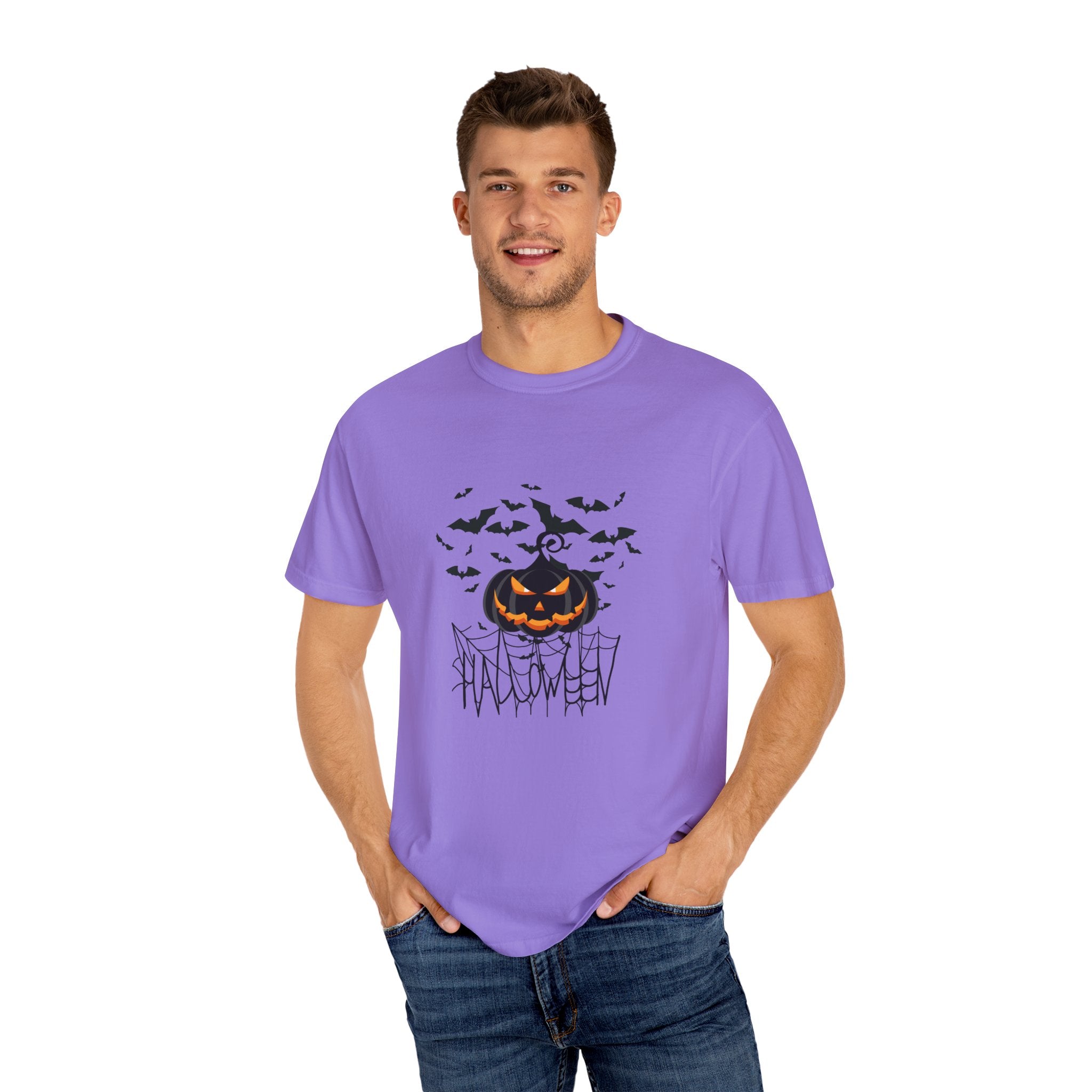 Halloween Vibe Unisex Garment-Dyed T-shirt, Casual Wear, Summer Vibe, Gift for Friends, Relaxed Everyday Style