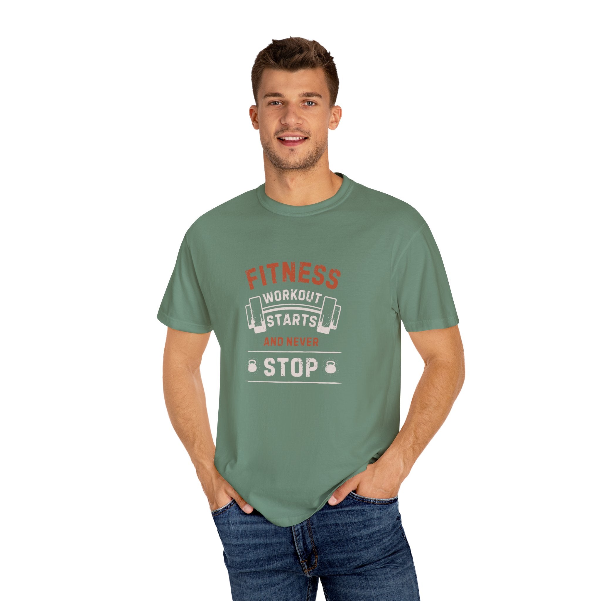Fitness Workout Unisex Garment-Dyed T-shirt, Casual Wear, Summer Vibe, Gift for Friends, Motivational Relaxed Everyday Style